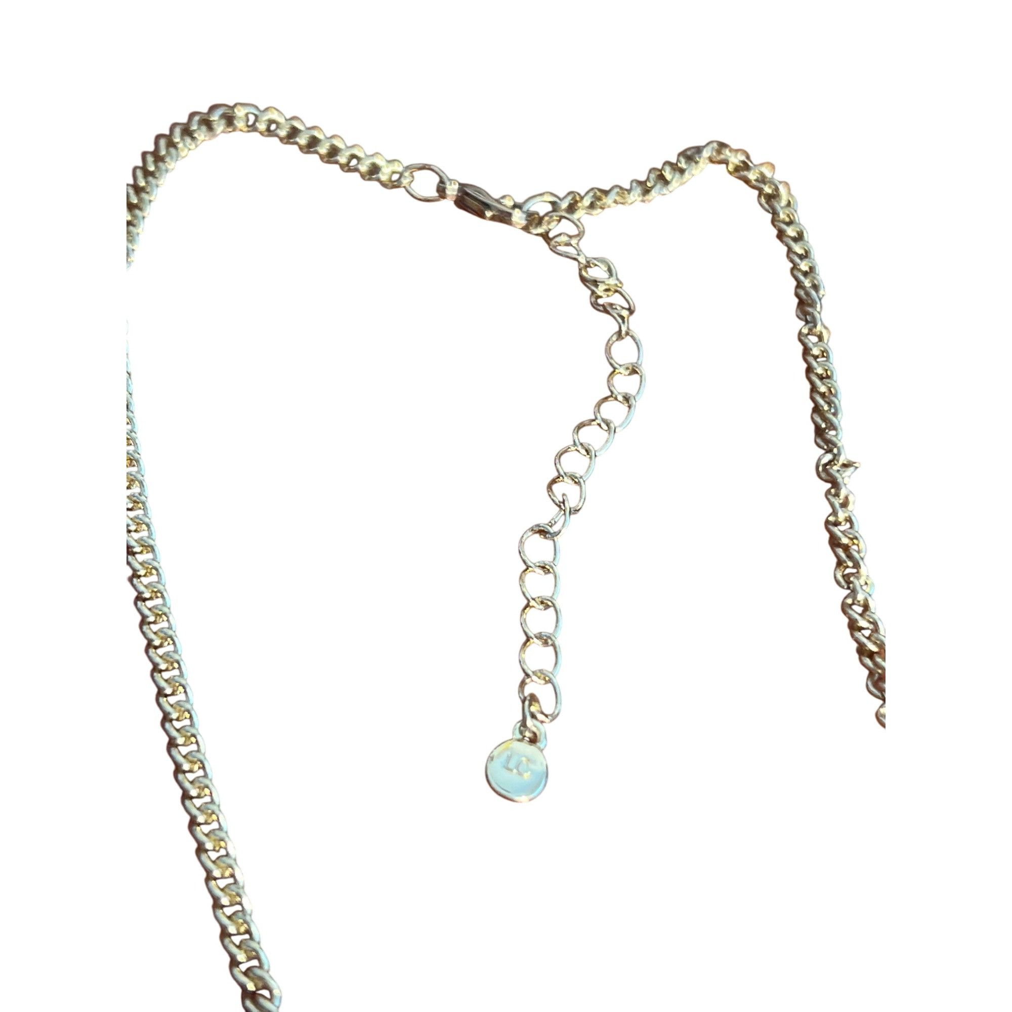 Liz Claiborne Liz Claiborne Gold Tone Necklace Bib Blue Clear Rhinestones Size ONE SIZE - 4 Thumbnail