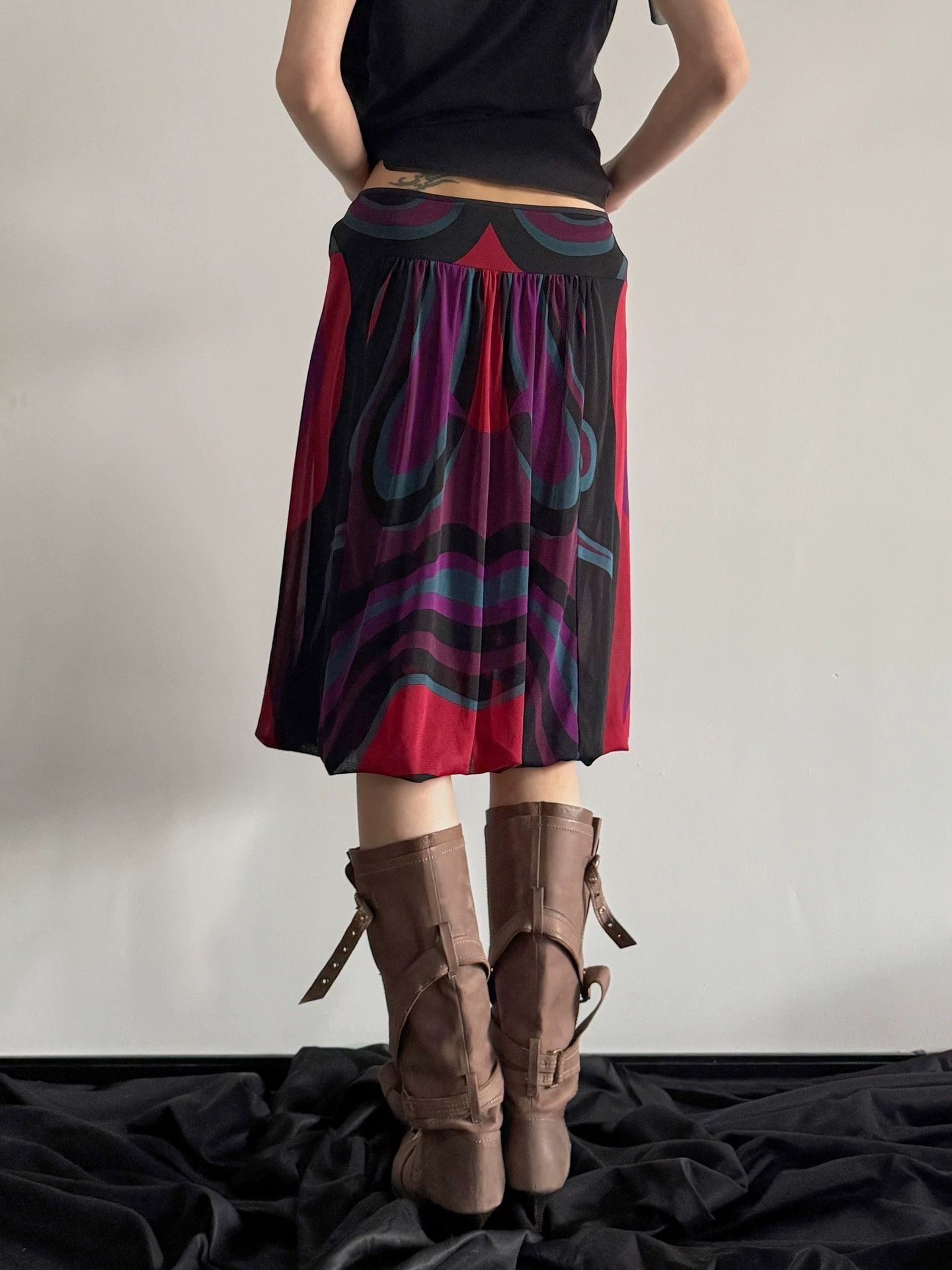 Vivienne Tam Vivienne Tam Elastic Printed Mesh Skirt Vintage Size 1 Size 26" / US 2 / IT 38 - 6 Thumbnail