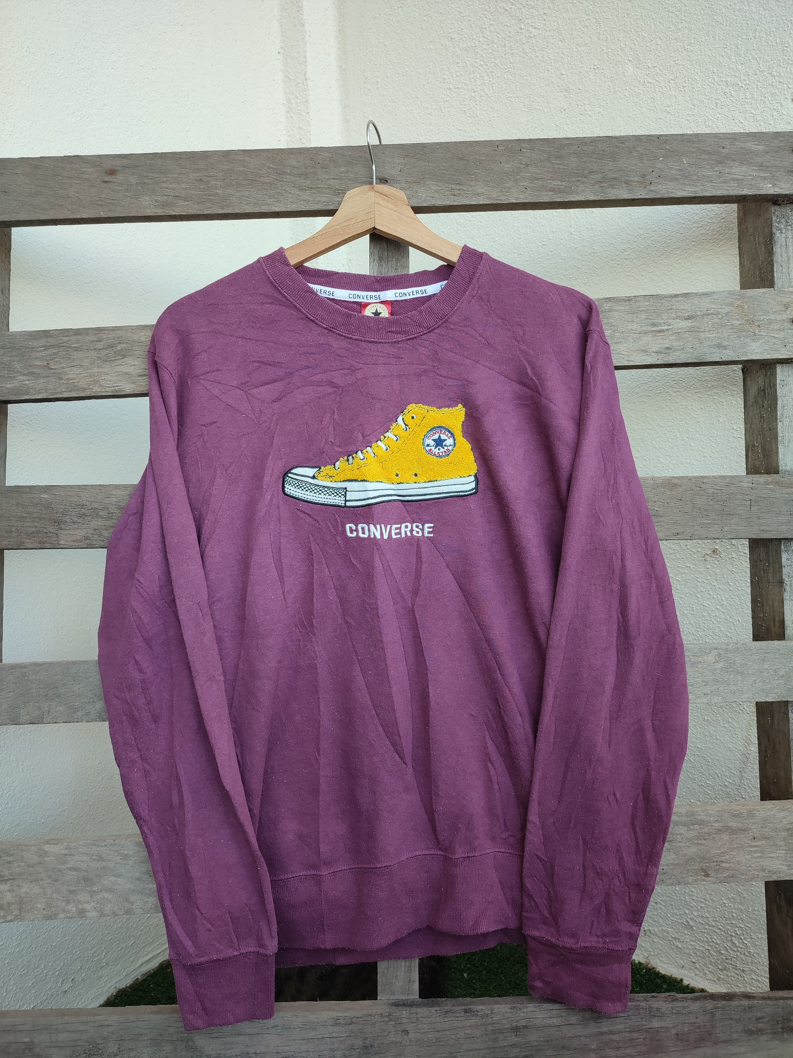 image of Vintage!! Converse Design Embroidery Shoes Sweatshirt in Maroon, Men's (Size Medium)