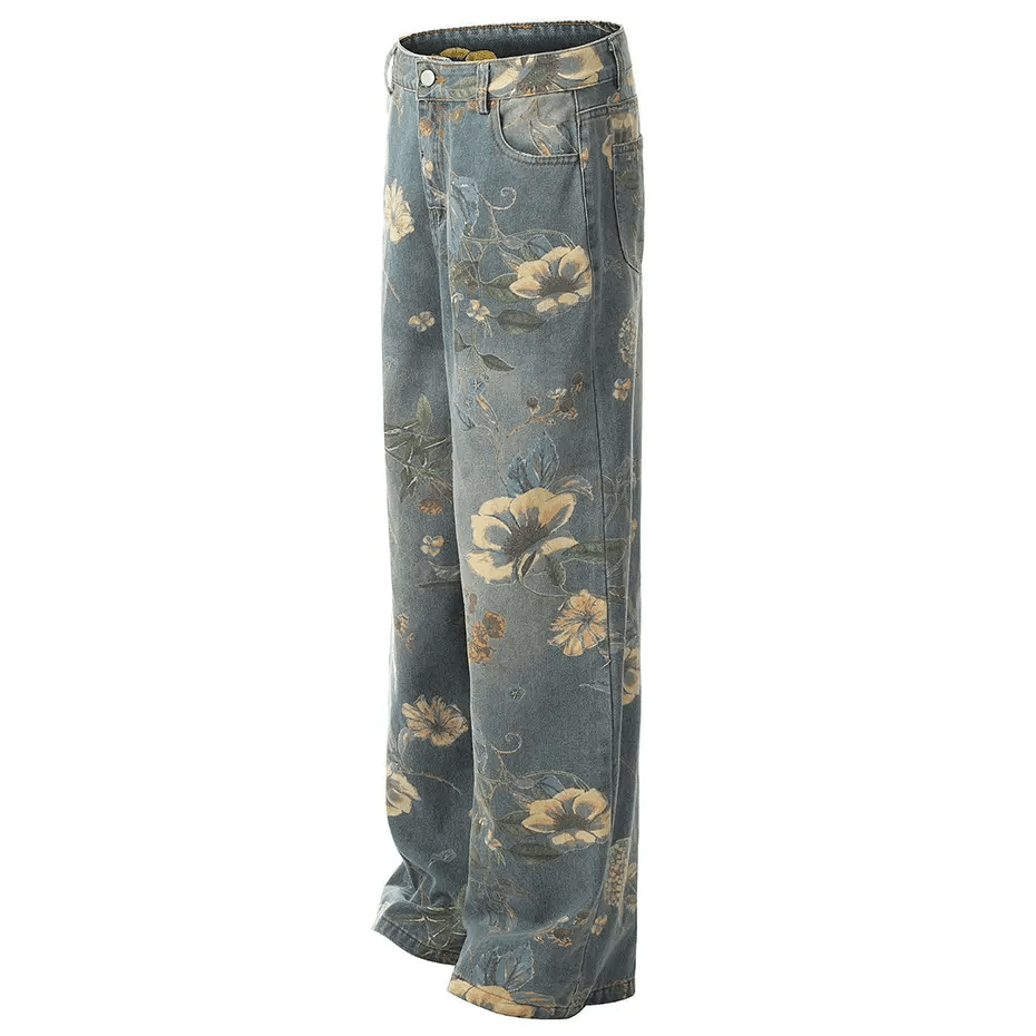 Japanese Brand × Vintage Flora Printed loose jeans Size US 28 / EU 44 - 2 Thumbnail
