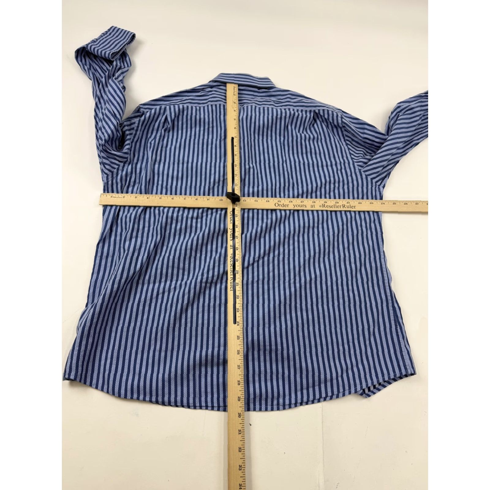 Faconnable Faconnable Shirt Mens XL Blue Stripe Long Sleeve Button Front Pocket Casual Size US XL / EU 56 / 4 - 7 Thumbnail