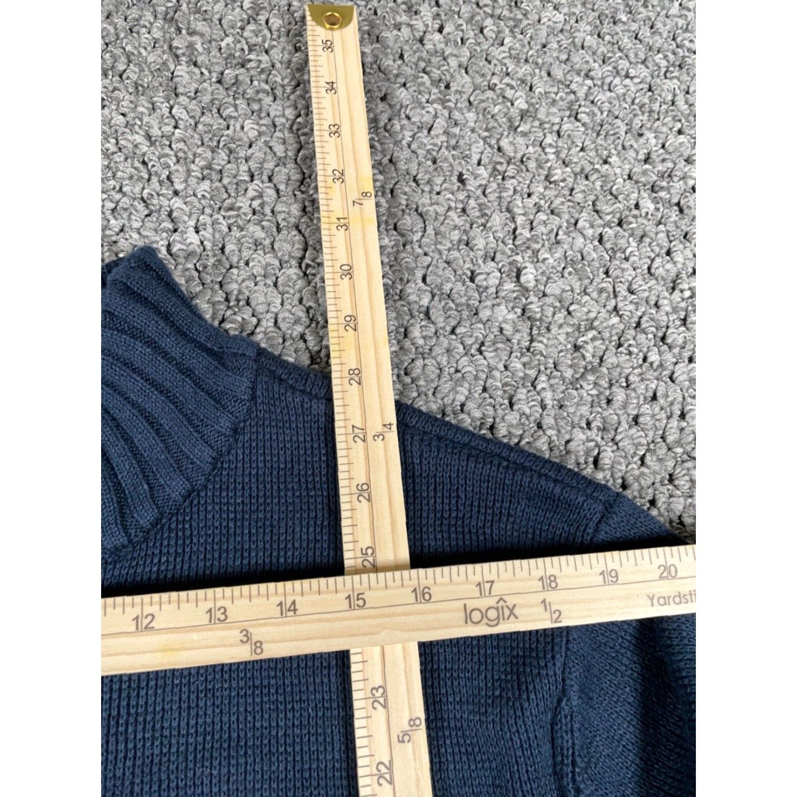 Vintage VINTAGE Aeropostale Sweater Adult Large Dark Blue 1/4 Zip Chunky Knit Cotton 90s Mens Size US L / EU 52-54 / 3 - 7 Thumbnail