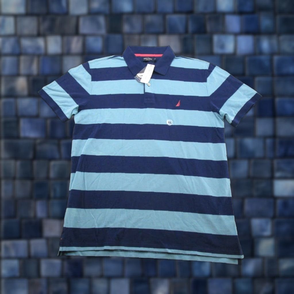 Nautica Nautica Polo Shirt Mens XL Blue Striped Slim Fit Casual Short Sleeve Shirt Mens XL Blue Striped Polo Size US XL / EU 56 / 4 - 1 Thumbnail