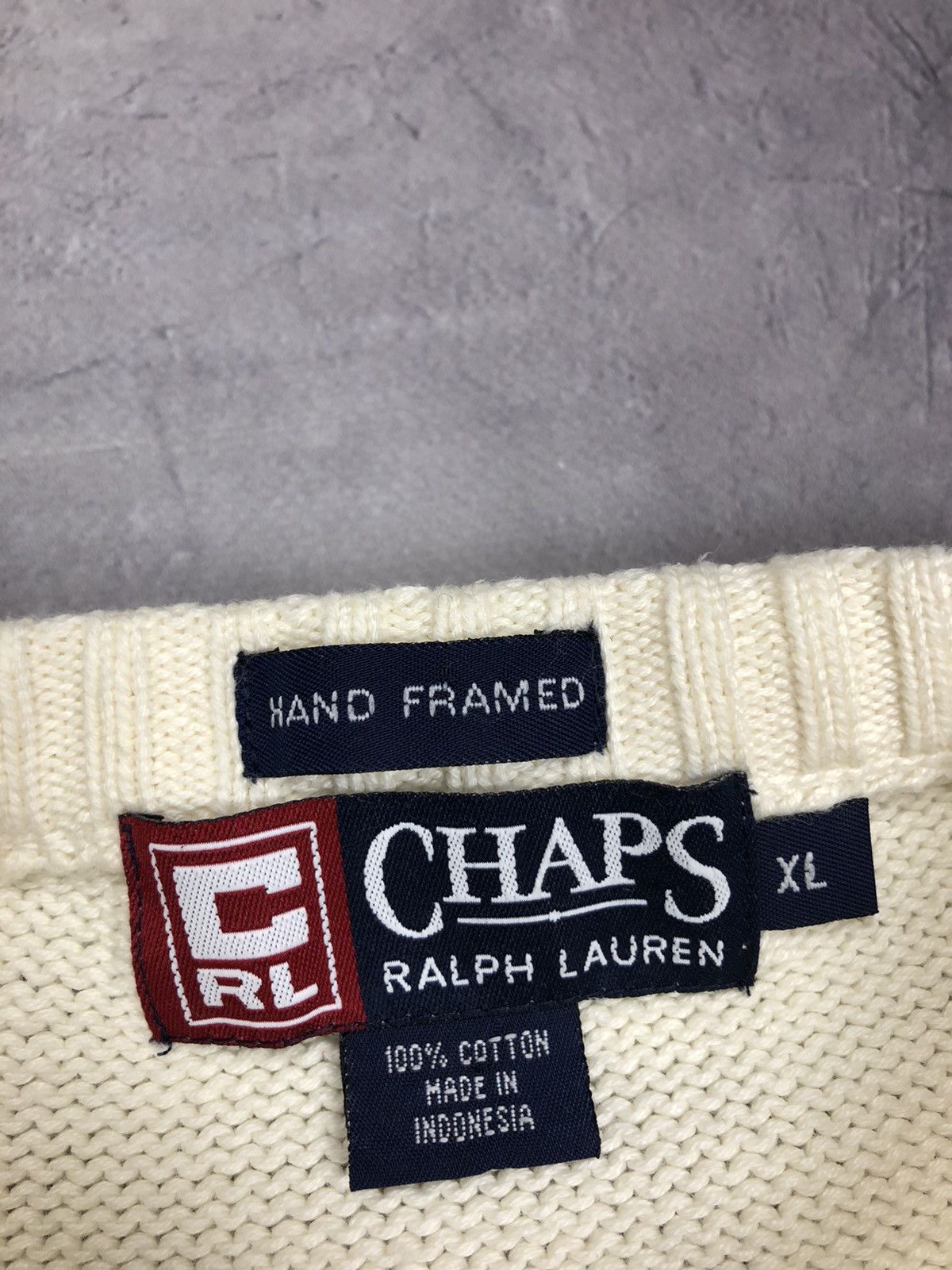 Chaps Ralph Lauren × Vintage Vintage Ralph Lauren Chaps USA Flag Big Logo Sweater Size US XL / EU 56 / 4 - 6 Thumbnail