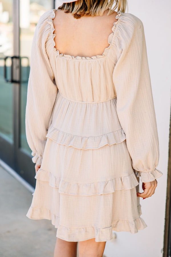 Other &merci taupe brown Puff Sleeve Babydoll ruffled Mini sz S Size S / US 4 / IT 40 - 3 Thumbnail