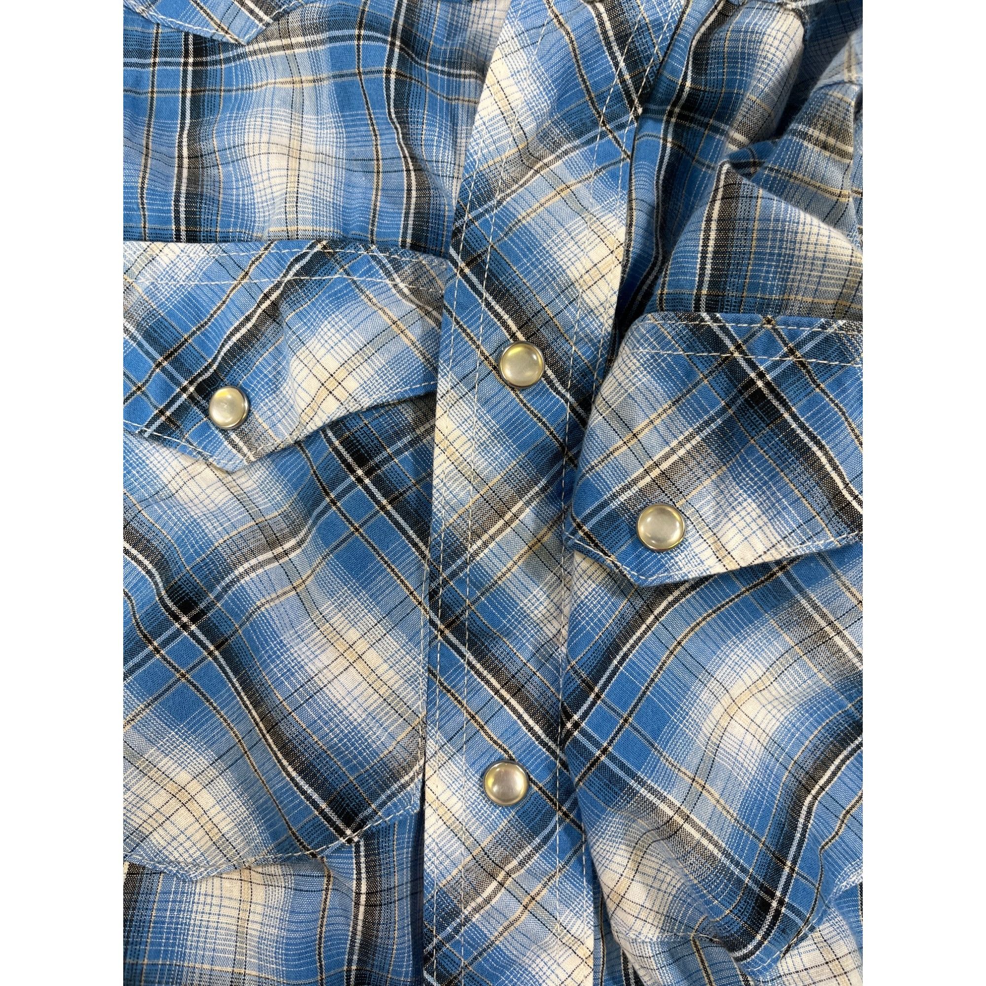 Wrangler Wrangler SKU 7777 Mens Blue Plaid Long Sleeve Pearl Snap Wes Size US XL / EU 56 / 4 - 11 Thumbnail