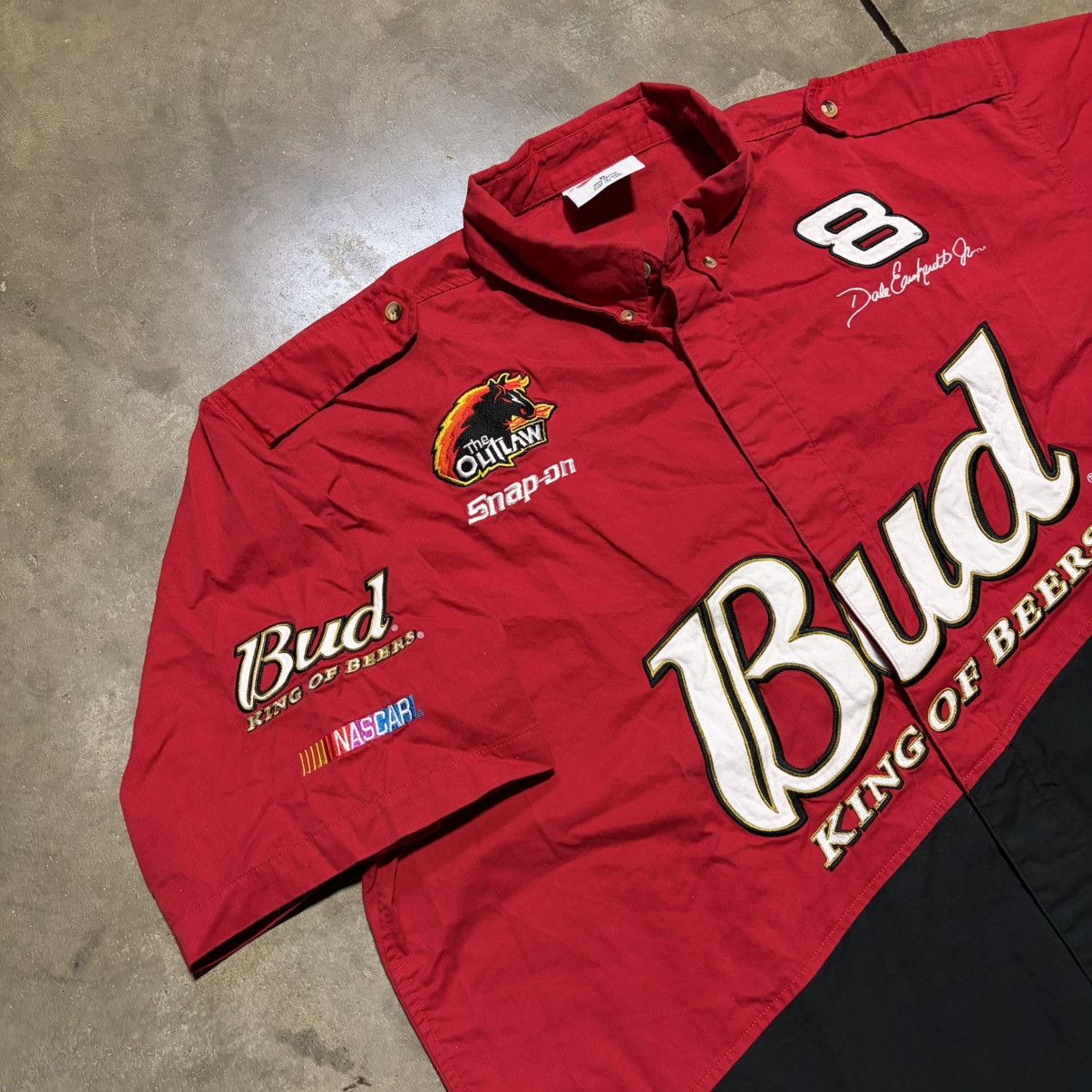 Chase Authentics Vintage Dale Earnhardt Bud NASCAR Pit Crew Racing Shirt 90s Size US XL / EU 56 / 4 - 4 Thumbnail