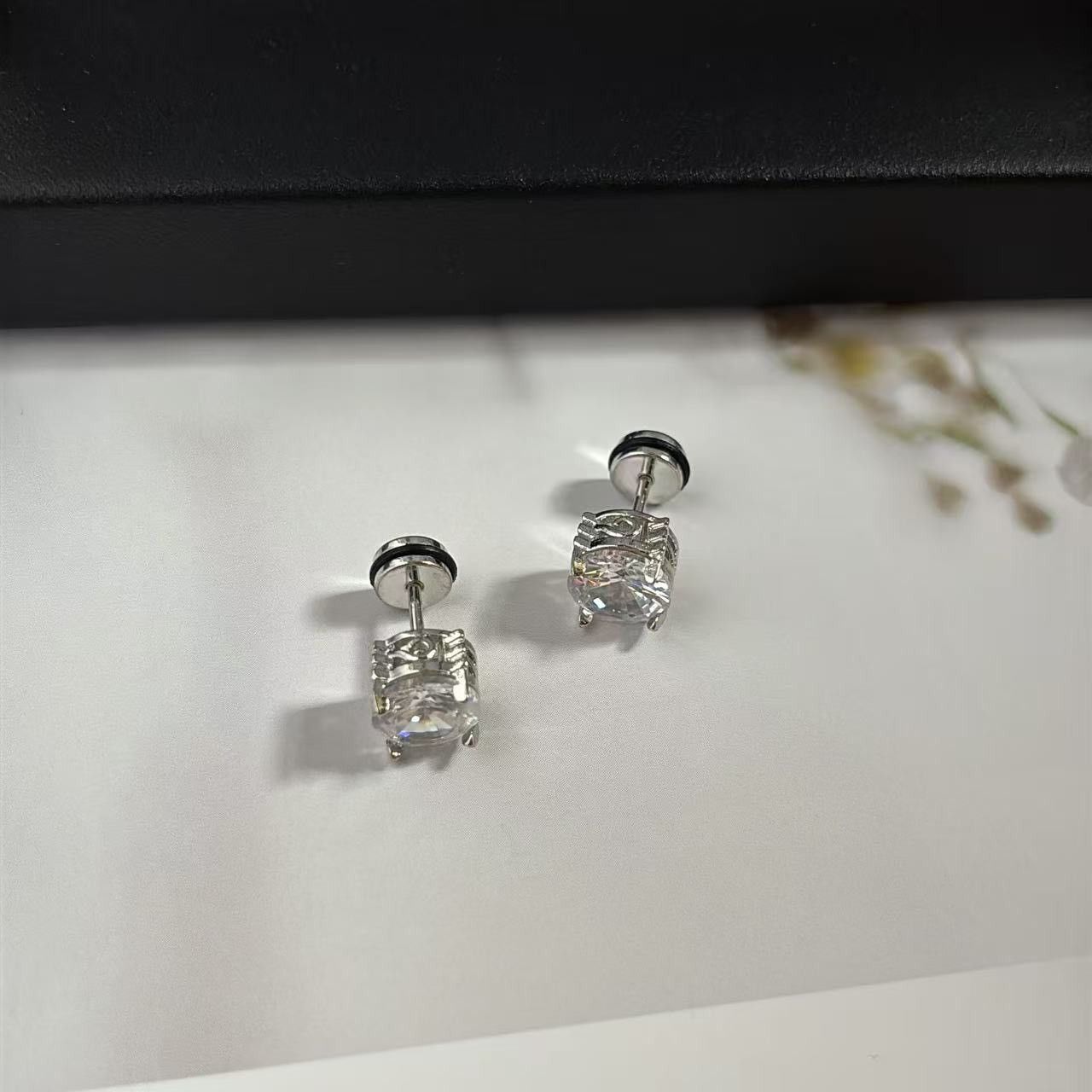 Other 8mm CZ Stud Earrings for Men Women Punk Hip Hop Unisex Style Size ONE SIZE - 3 Thumbnail
