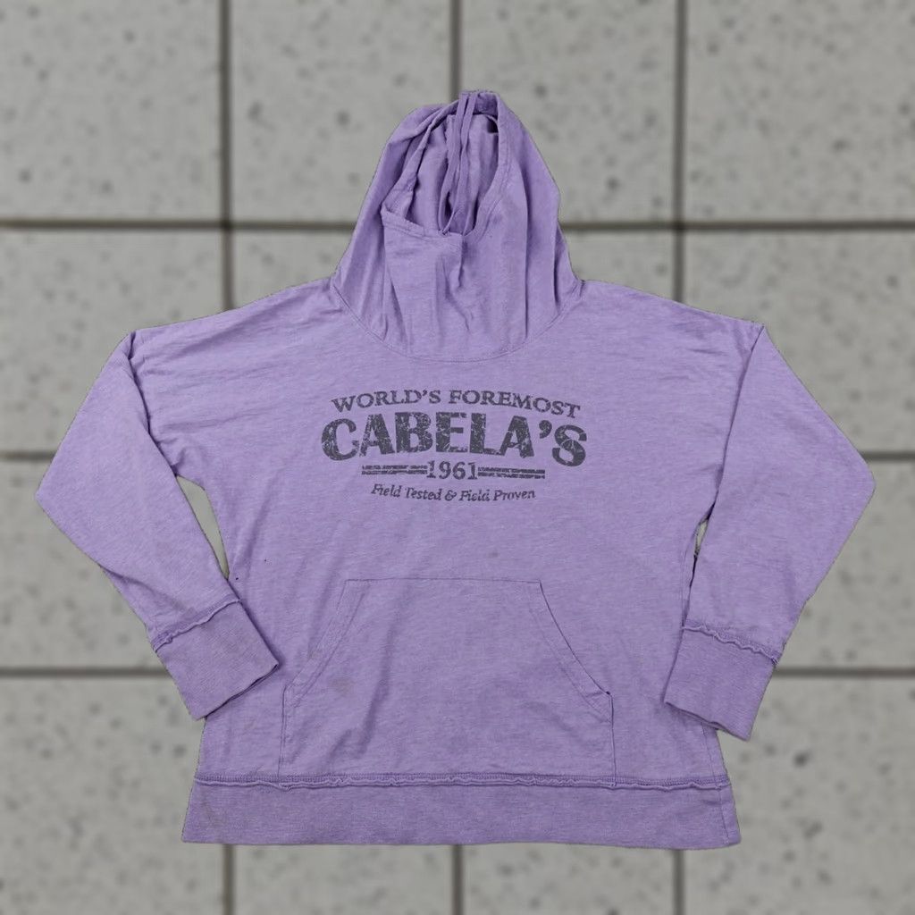 Vintage Cabelas Hoodie Womens M Purple Gray Pullover Sweatshirt Hooded Pockets Thermal Dolman Sleeve Knit Sweater Size M / US 6-8 / IT 42-44 - 1 Thumbnail