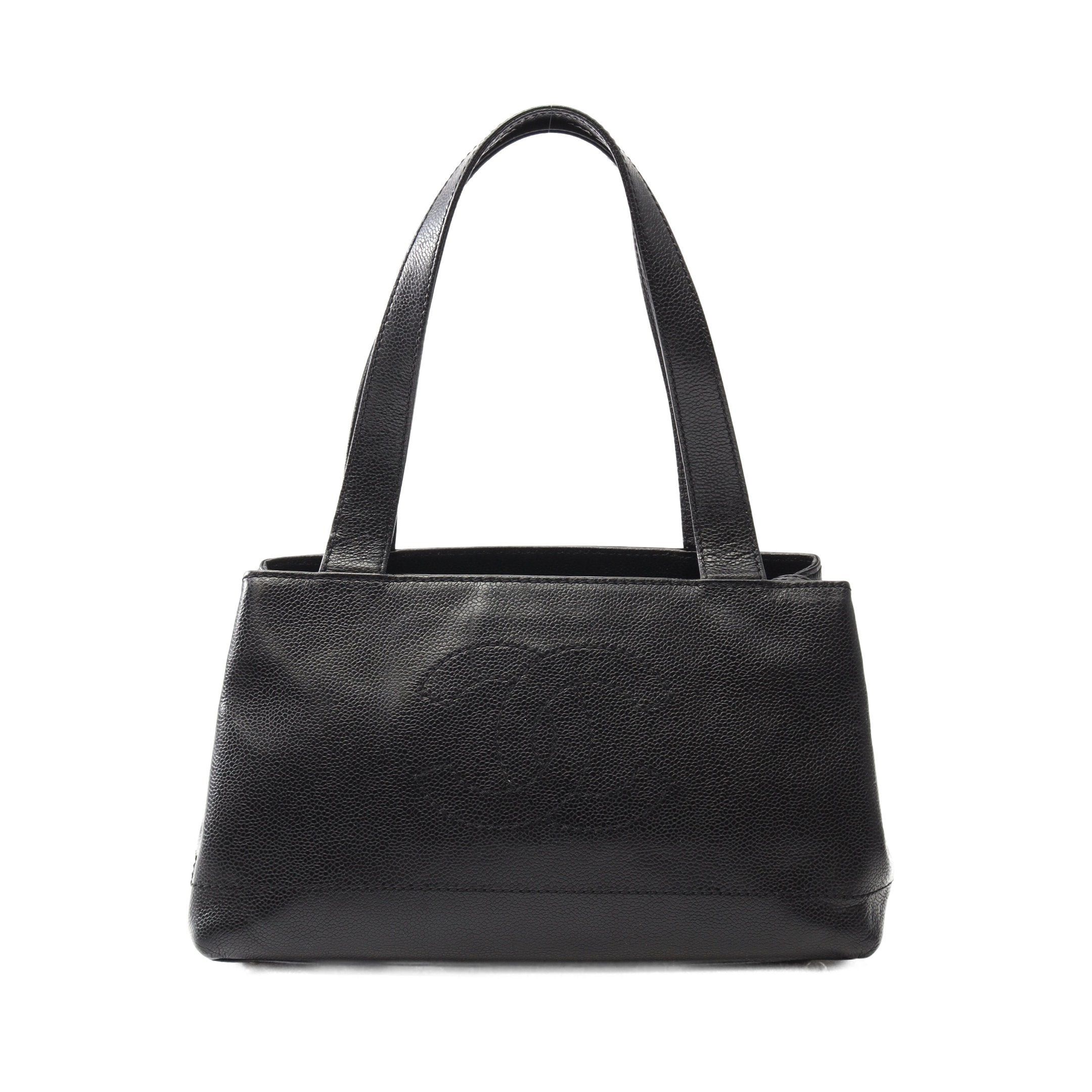 Chanel Coco Mark Shoulder Bag Tote Caviar Skin Black Gold Hardware, Women's