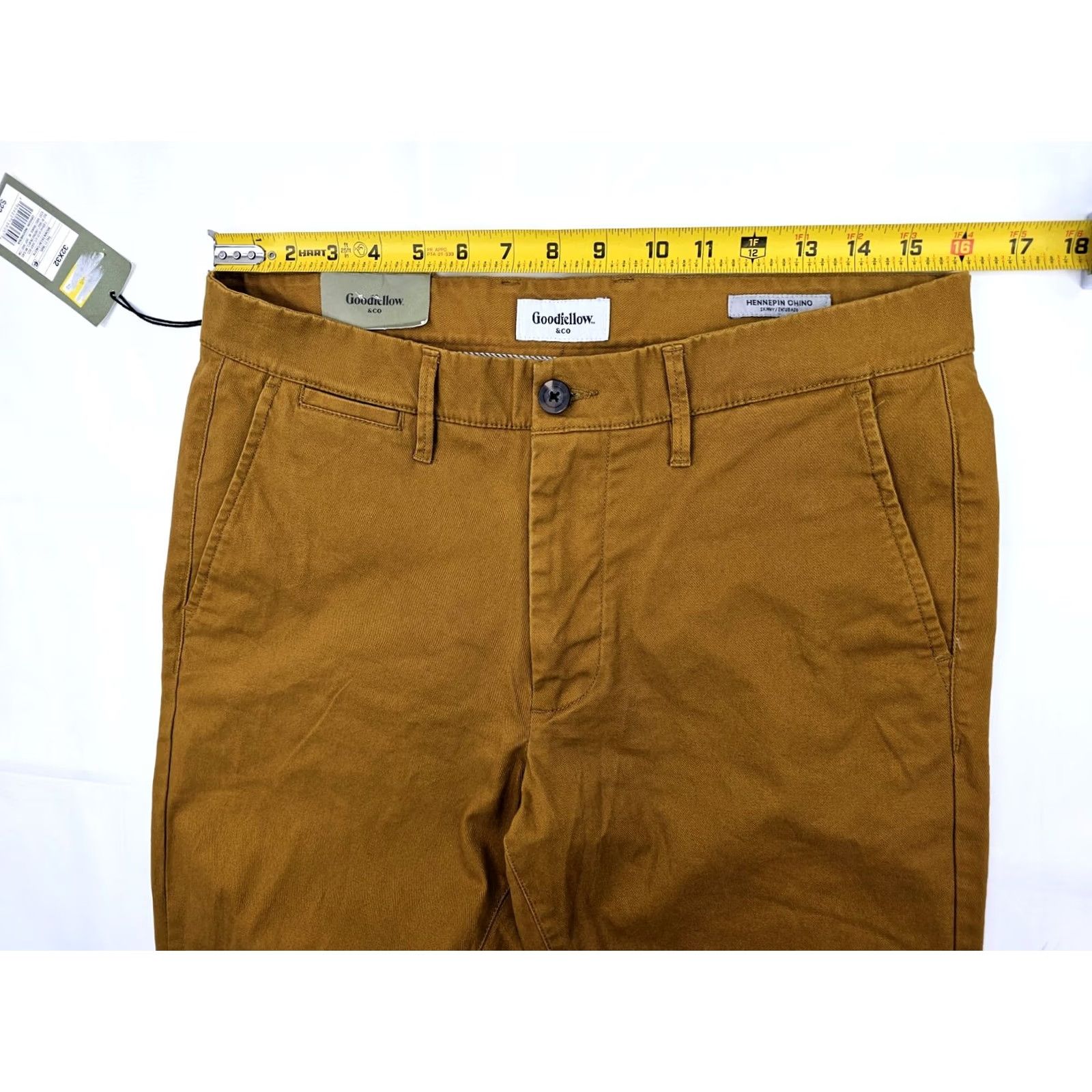 Vintage GODFELLOW & CO Skinny Fit Chino Pants Men 32x32 Mustard Brown NWT Slim Hip & Thigh Flat Front Casual Everyday Size US 32 / EU 48 - 6 Thumbnail