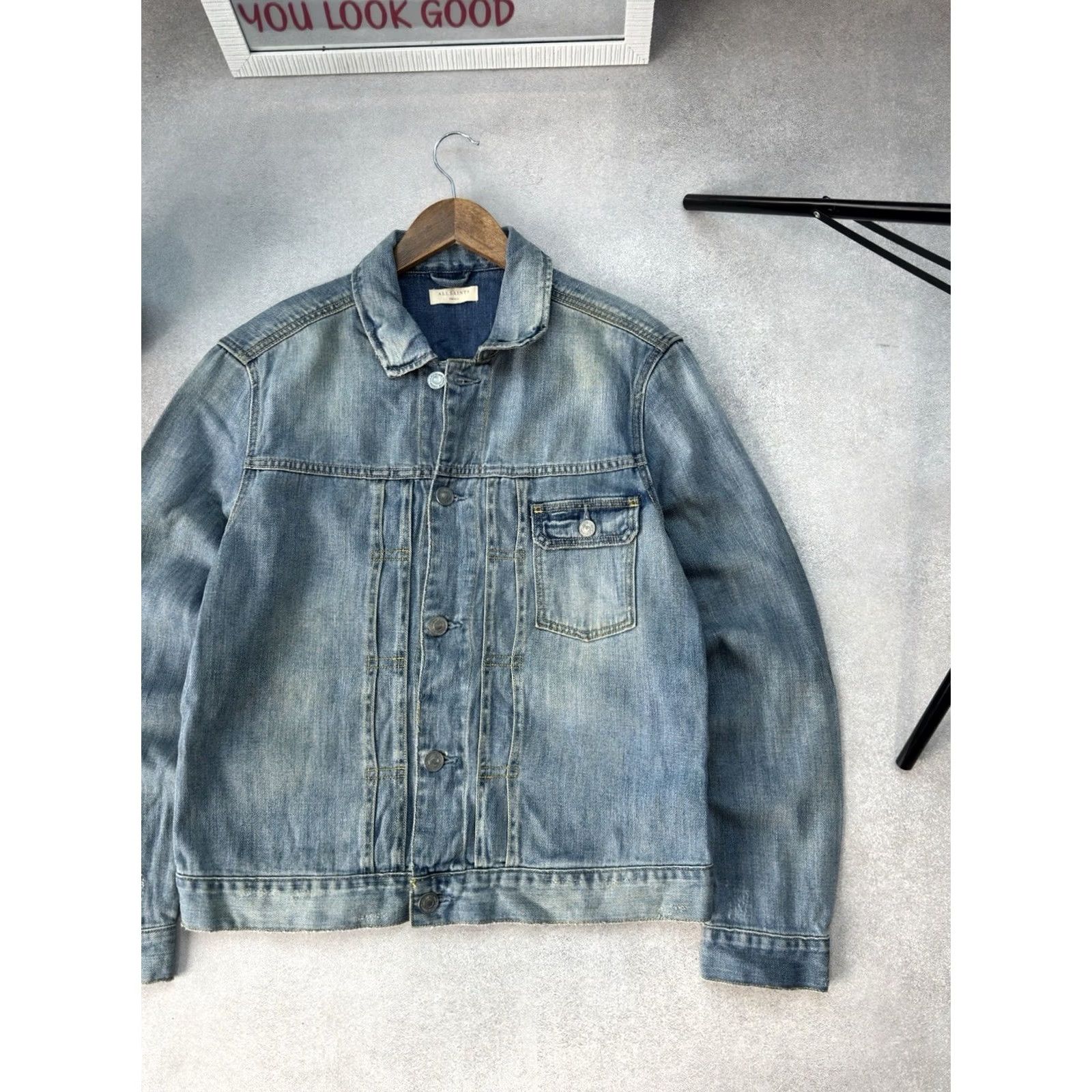 Allsaints AllSaints Denim Jacket Distressed Vintage Blue Button Casual Mens S Size US S / EU 44-46 / 1 - 4 Thumbnail