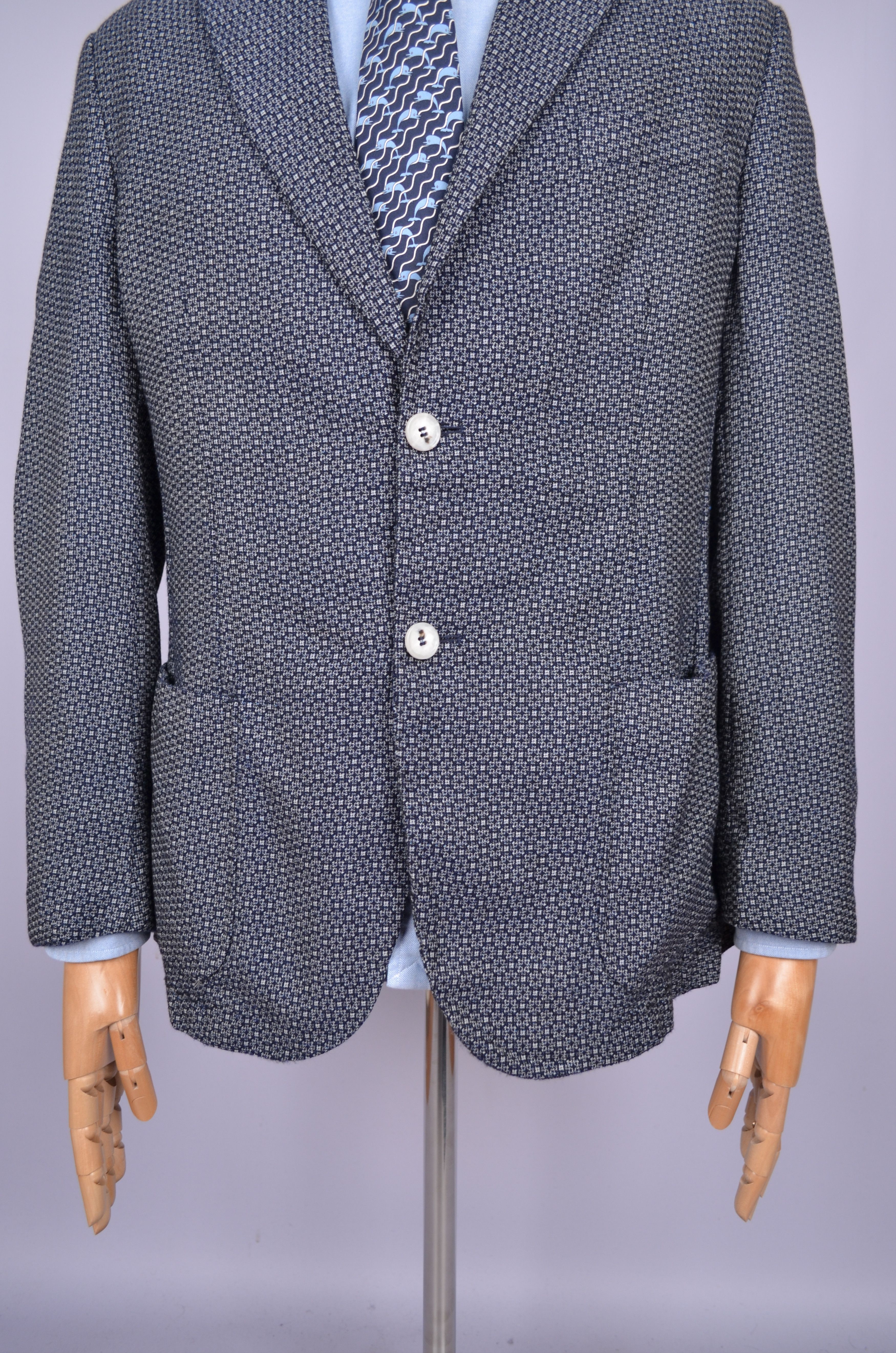 Designer Damat Guabello 100% Wool Knit White Blazer Jacket Size US42 Size 42R - 3 Thumbnail