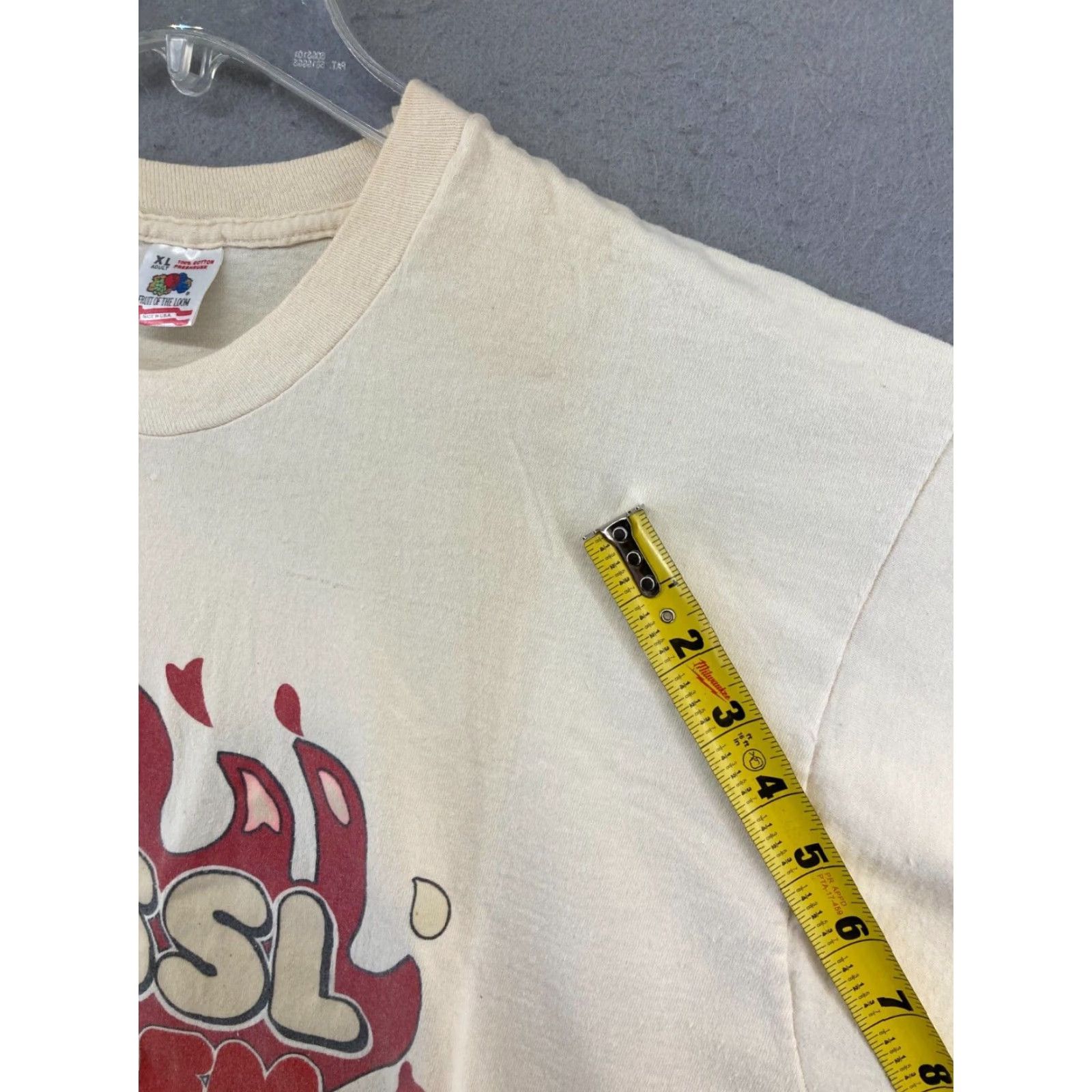 Fruit Of The Loom WSSL 100FM Mens Promo TShirt White XL USA MADE Shirt Mens XL White USA Fruit of the Loom Graphic Print Crew Neck Short Sleeve Jersey Size US XL / EU 56 / 4 - 5 Thumbnail