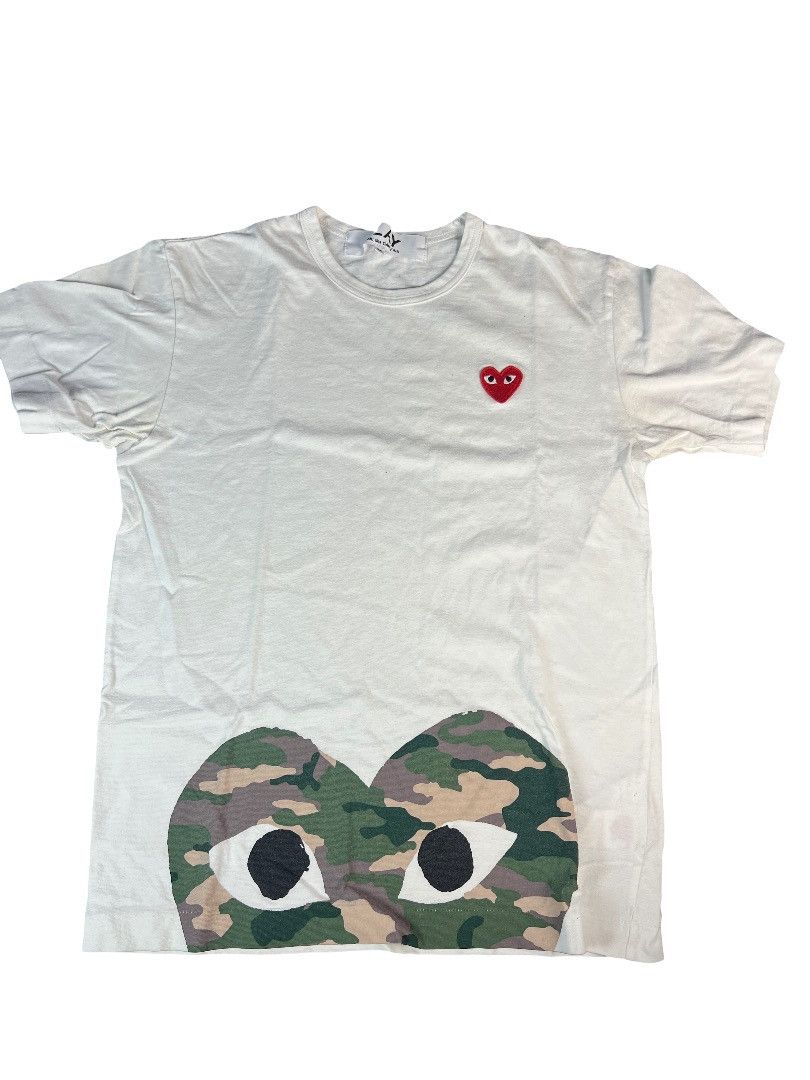 Comme des Garcons COMME des GARÇONS PLAY Camo Double Heart Tee White Size M Size US M / EU 48-50 / 2 - 1 Thumbnail