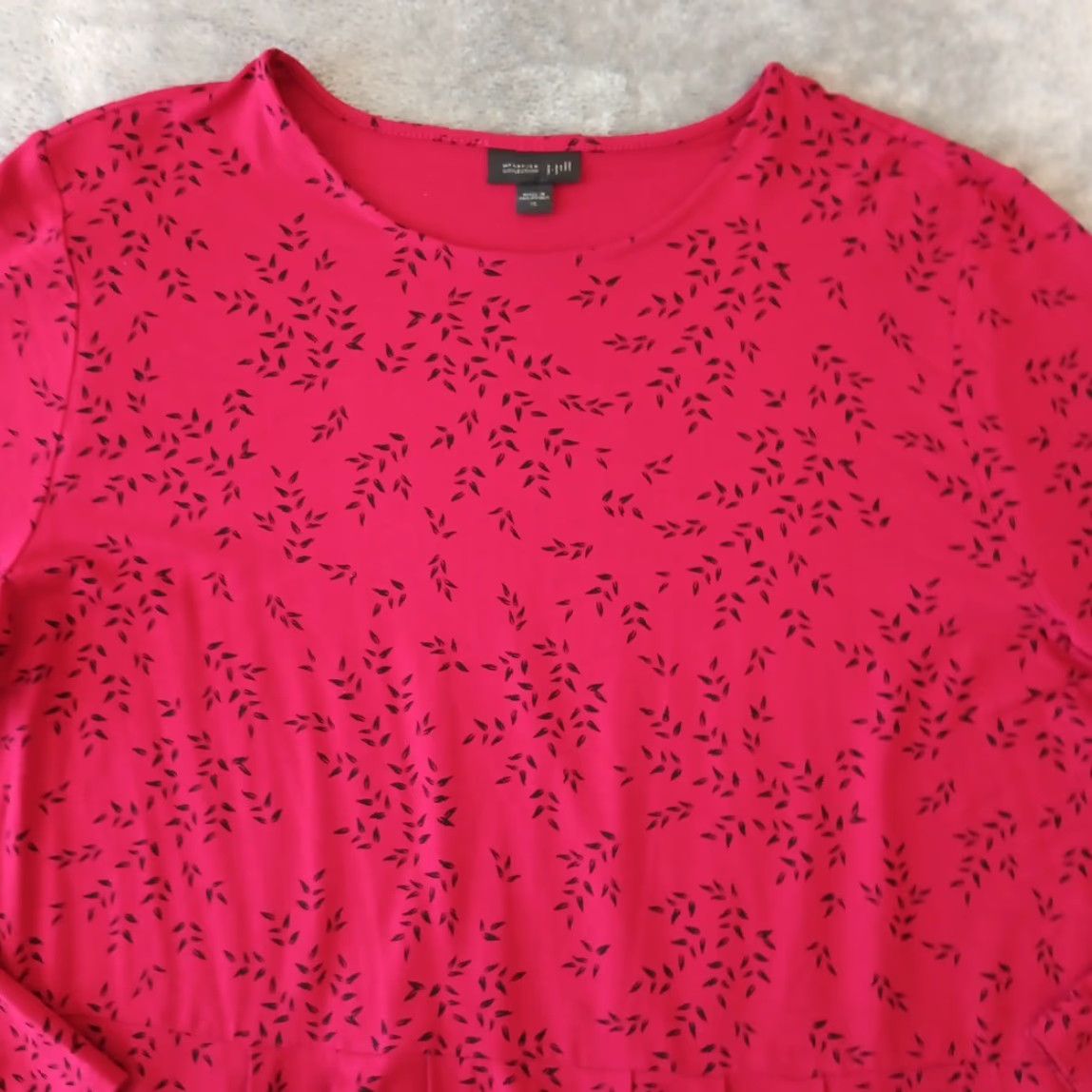 J. Jill J.Jill Wearever Collection Dress XL Red Floral Long Sleeve Pullover Fit Flare Midi Women Mens? Size XL / US 12-14 / IT 48-50 - 3 Thumbnail