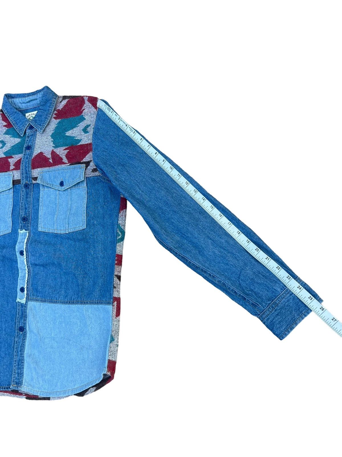 Vintage Japan Brand Titicaca Patchwork Hybrid Navajo Denim Shirt Size US M / EU 48-50 / 2 - 4 Thumbnail