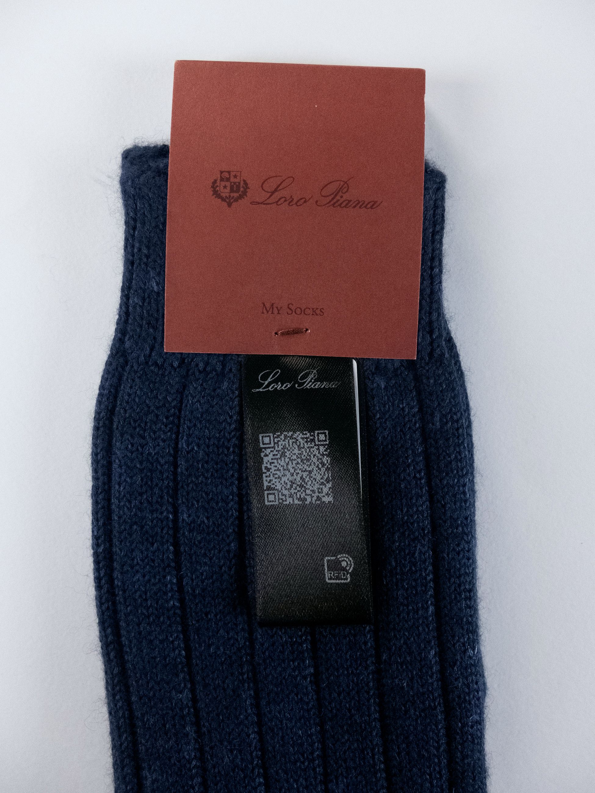 Loro Piana LORO PIANA navy blue silk cashmere socks Medium q Size ONE SIZE - 2 Thumbnail