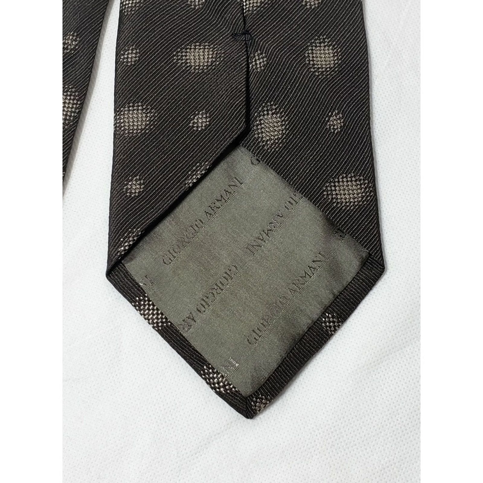 Giorgio Armani Giorgio Armani Men's Tie Brown Grey Classic 58" 65% Silk Dots Pattern Size ONE SIZE - 4 Thumbnail