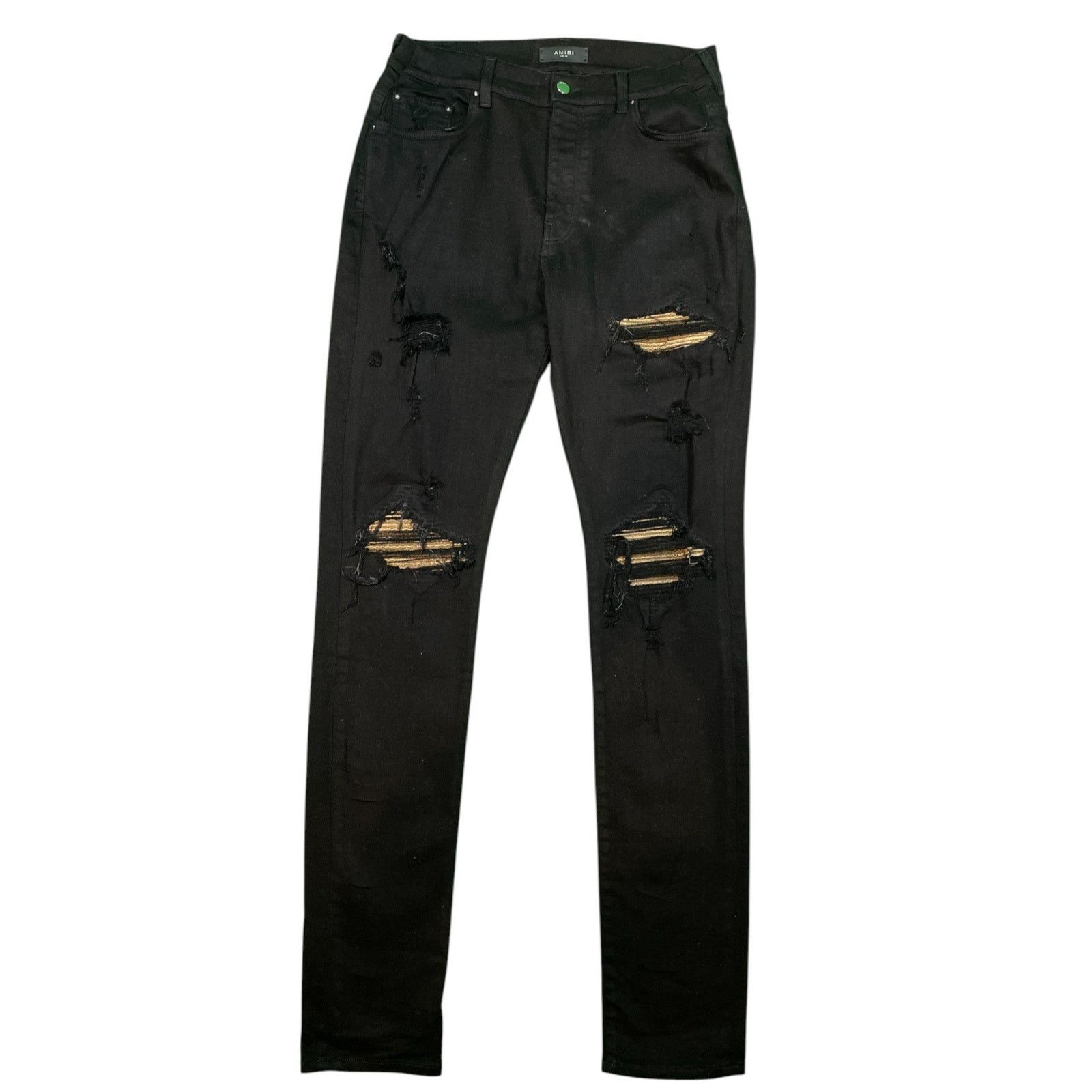 Amiri Amiri MX1 Gold Patch Black Jeans Size US 38 / EU 54 - 1 Thumbnail
