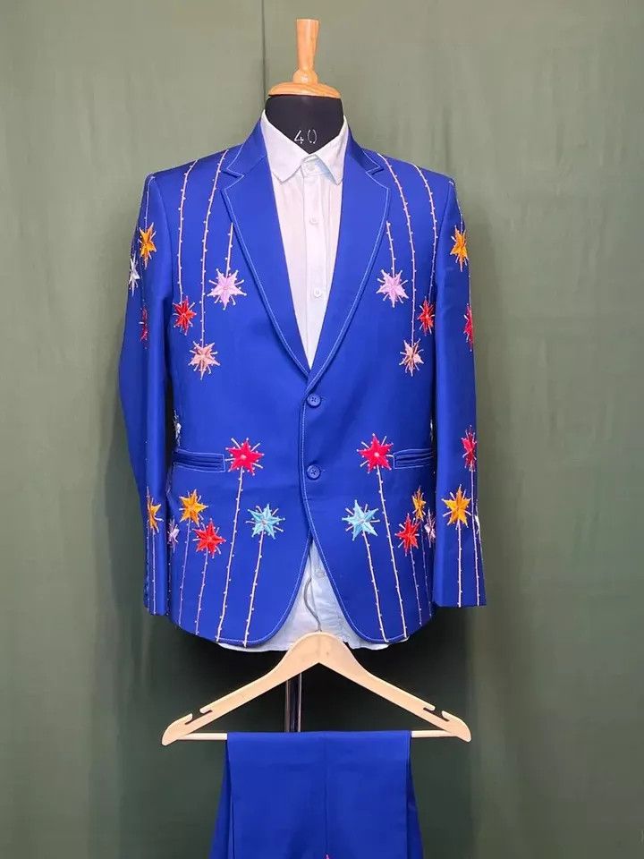 Other Men2PC Customized star Embroidery Cocktail prom Nudie outfit Size 46R - 1 Thumbnail