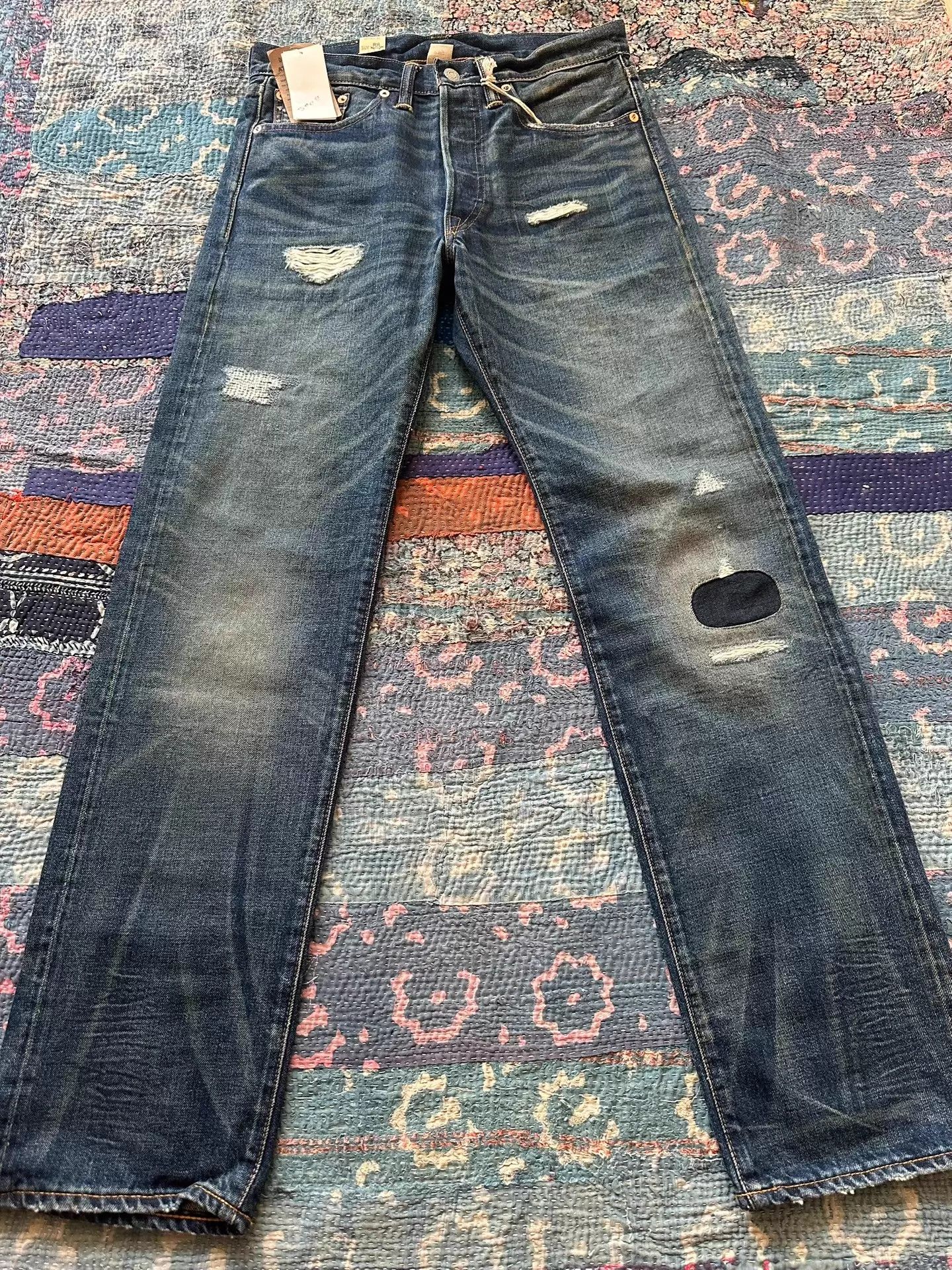RRL Ralph Lauren RRL Vintage Distressed Ripped Straight Jeans 30x32 Size US 30 / EU 46 - 1 Thumbnail