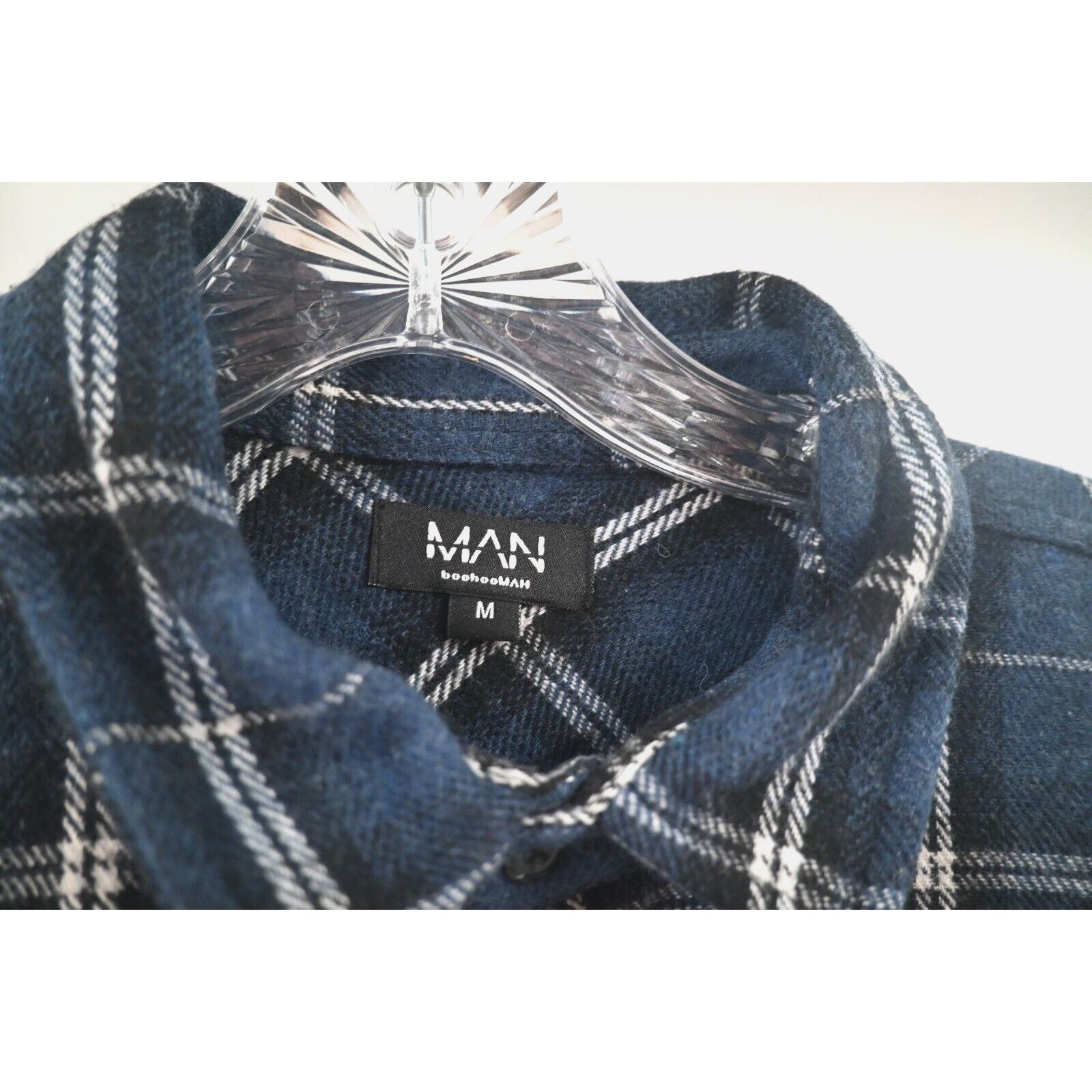 Boohoo BooHooMAN Norm Plaid Flannel Navy Blue Shirt Med Gorp Dadcor Size US M / EU 48-50 / 2 - 8 Thumbnail