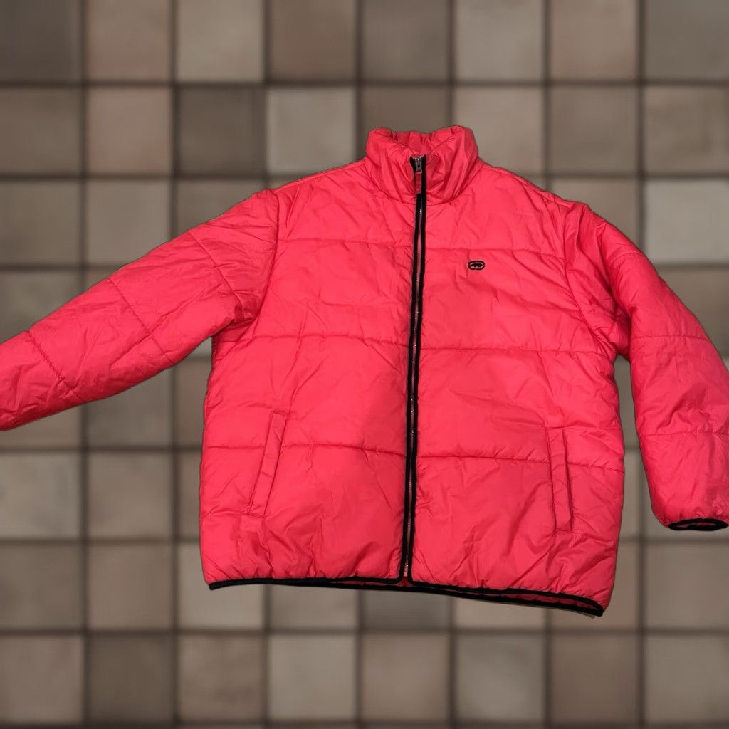 VINTAGE Ecko Puffer Jacket Men's 2XL Winter Red Nylon Full
