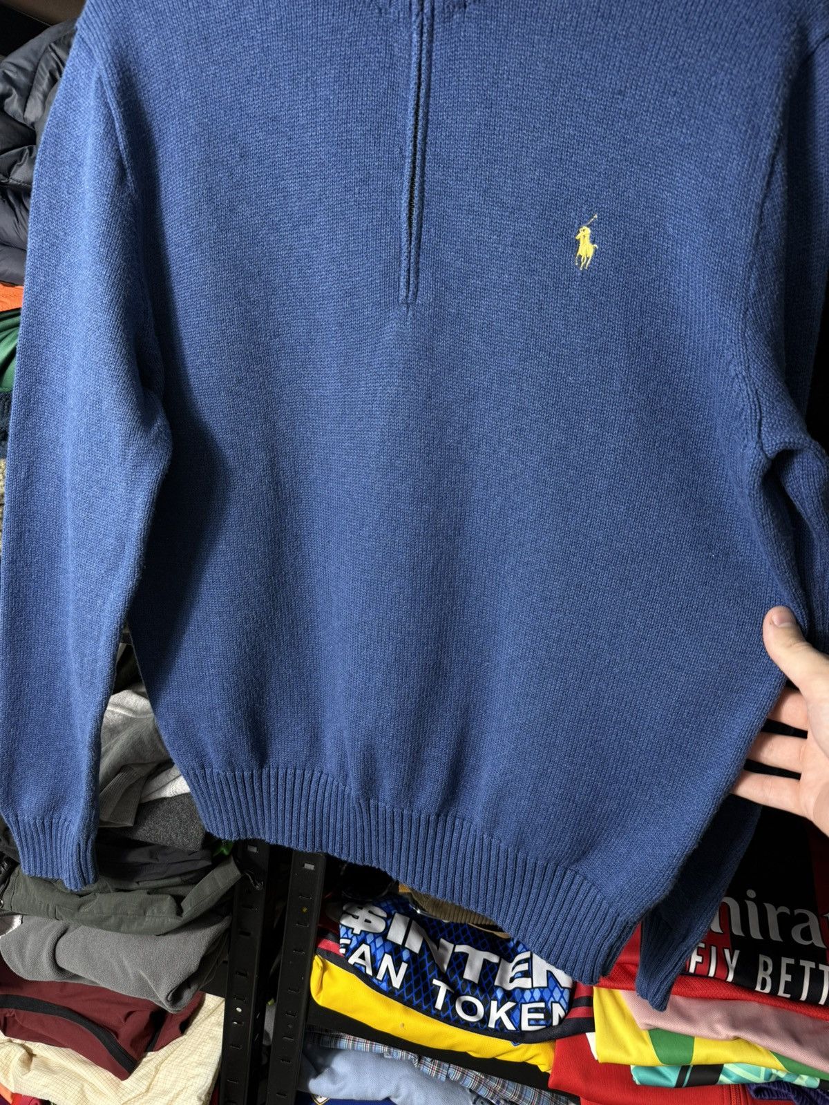 Polo Ralph Lauren Polo Ralph Lauren Quarter Zip Sweater Blue Cotton L Pullover Size US L / EU 52-54 / 3 - 7 Thumbnail