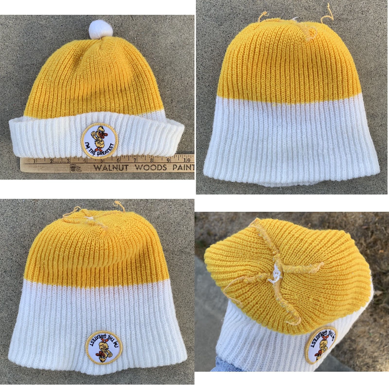 Vintage VINTAGE Unbranded Beanie Adults One Size White Acrylic Knit Duck Patch I’m The Greatest Cap Size ONE SIZE - 8 Thumbnail