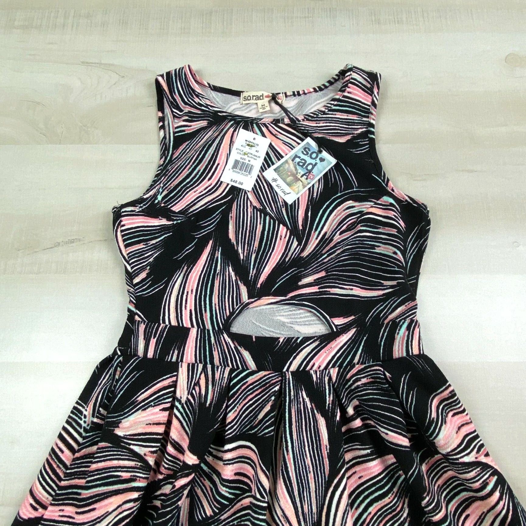Pinko SO RAD Womens Dress Medium Juniors Black Pink Fit Flare Open Stomach New Size M / US 6-8 / IT 42-44 - 2 Thumbnail