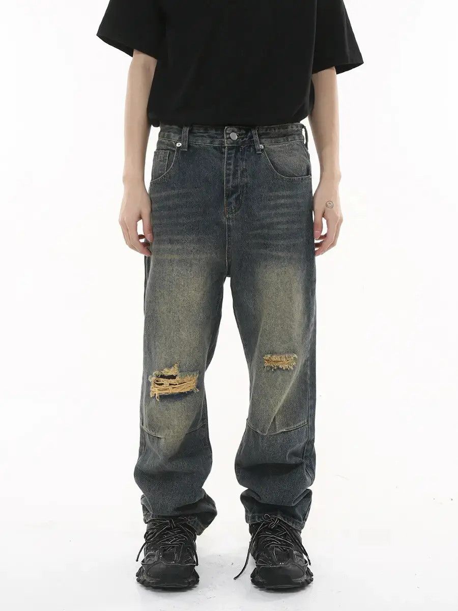 Japanese Brand Retro loose ripped high street jeans Size US 32 / EU 48 - 1 Thumbnail