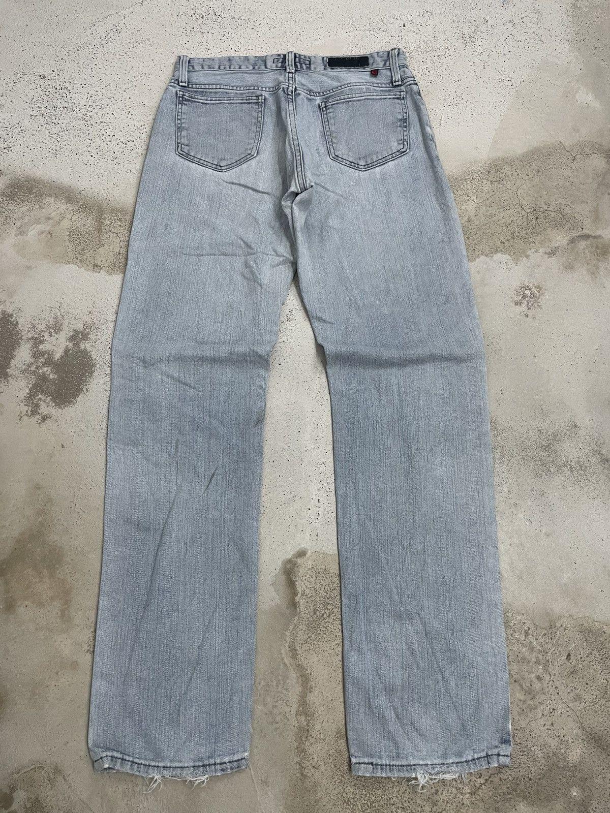 Edwin Low Rize Light Wash Soft Denim Distressed