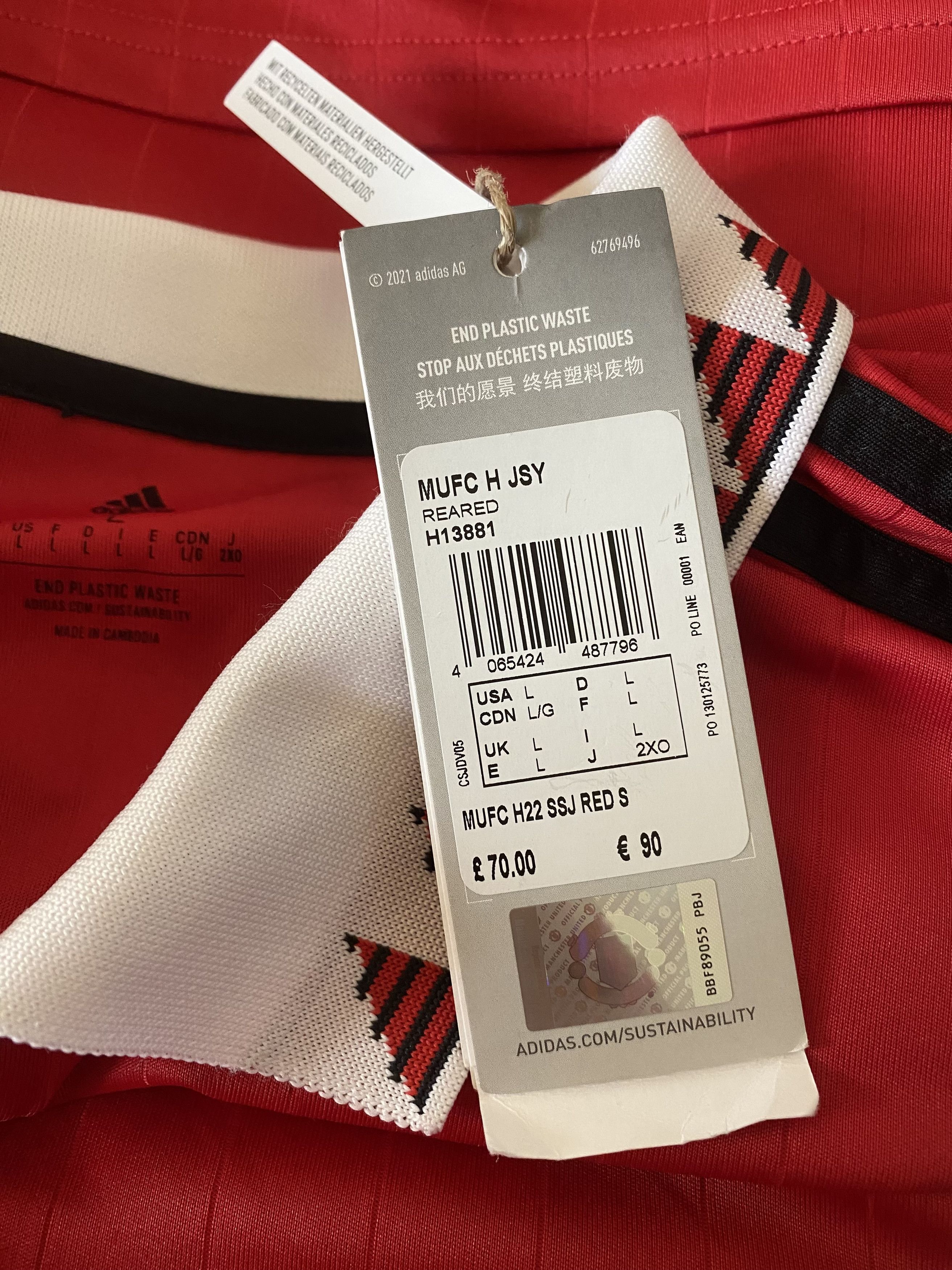 Adidas MANCHESTER UNITED FC 2022 -2023 - Adidas - L - NEW - UNIQUE Size US L / EU 52-54 / 3 - 6 Thumbnail