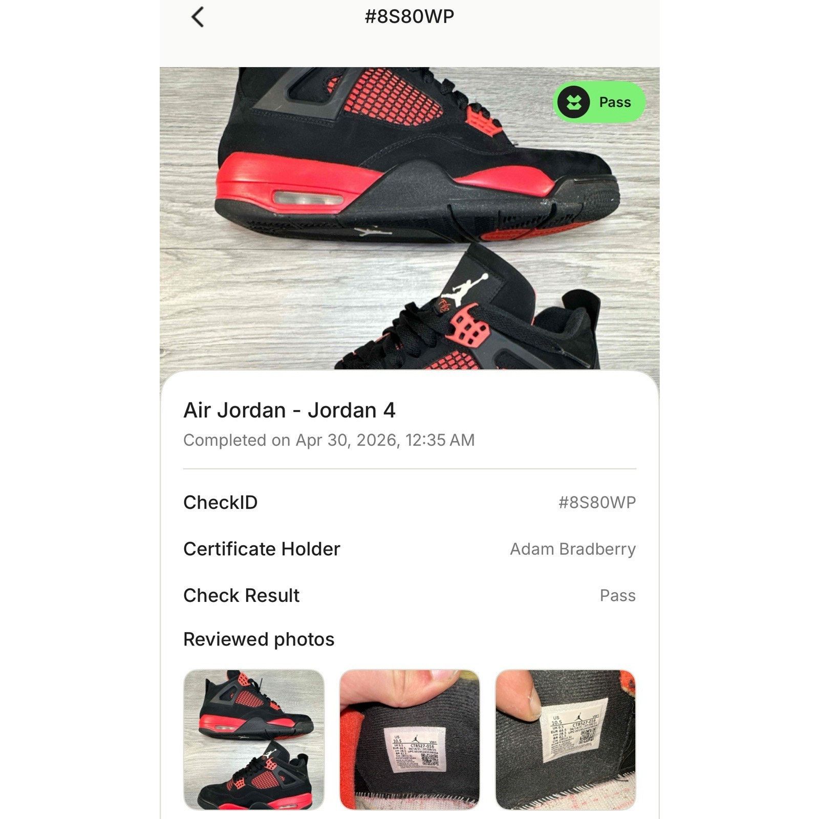 Jordan Brand Jordan 4 Retro Red Thunder - Size 10.5 Size US 10.5 / EU 43-44 - 10 Thumbnail