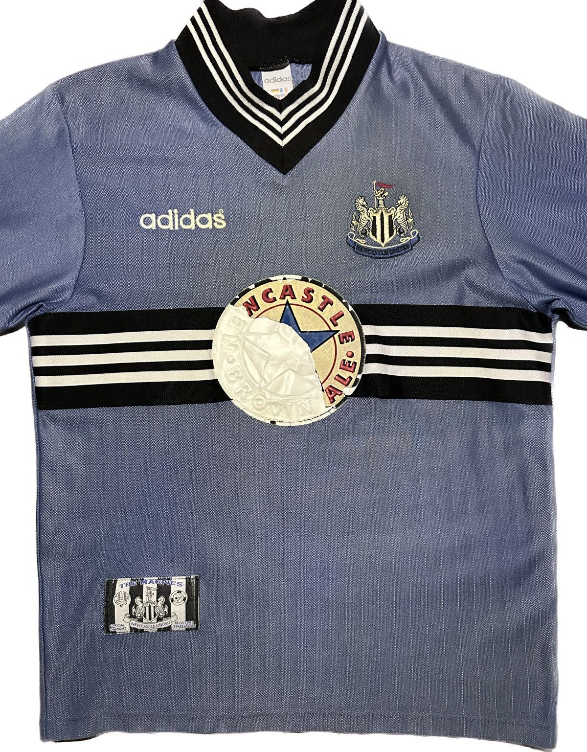 image of Adidas x Soccer Jersey Newcastle United 96/97 Vintage Away Jersey Shirt in Blue, Men's (Size Small)