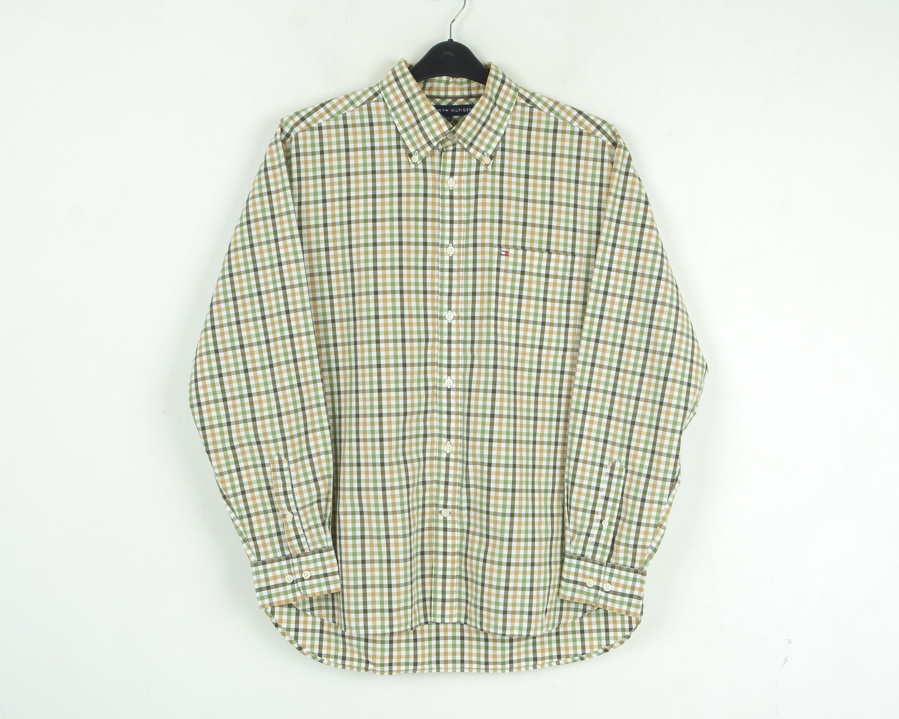 Tommy Hilfiger L Cotton Casual Shirt Check Plaid Tartan Retro Long Sleeve Size US L / EU 52-54 / 3 - 2 Thumbnail