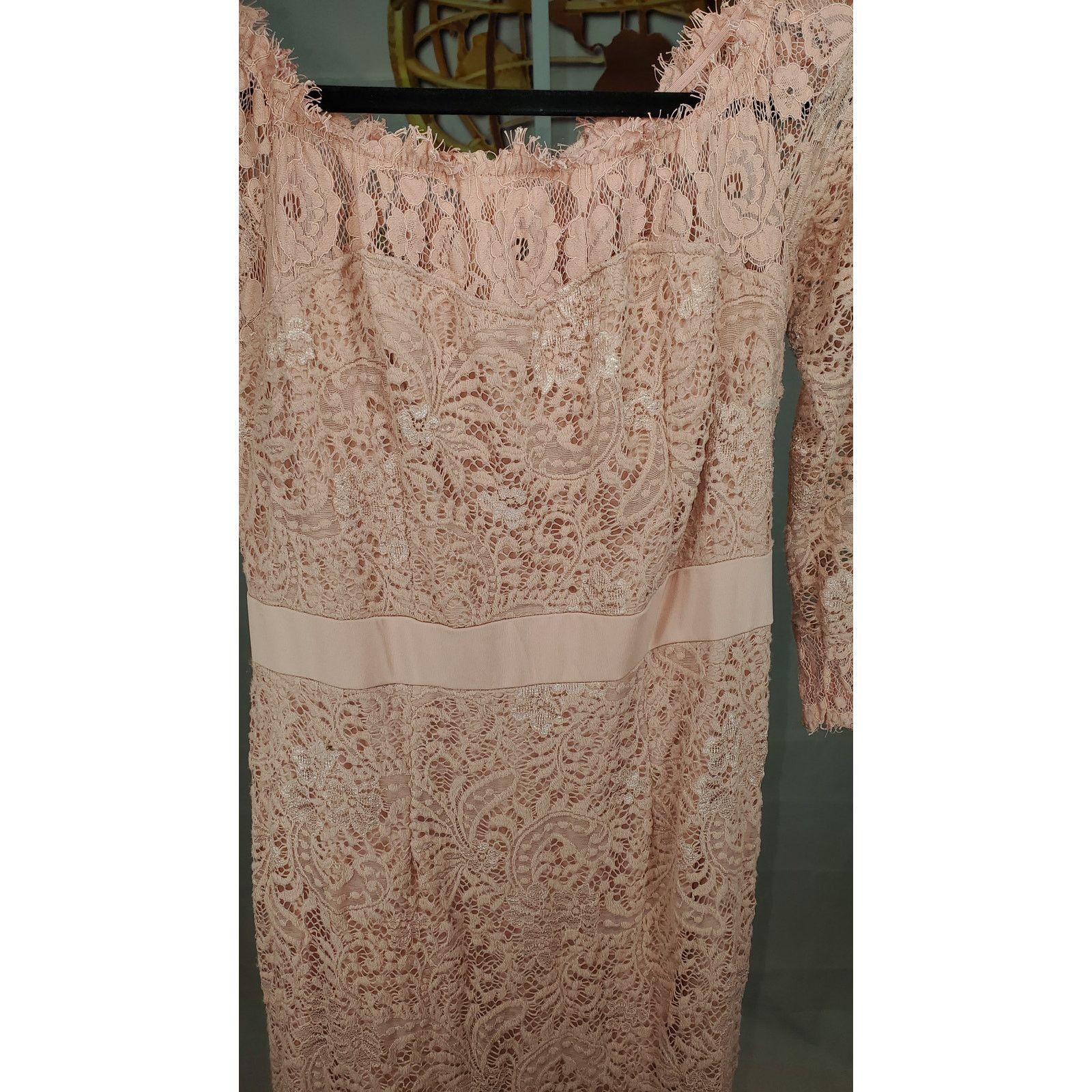Other Blush Pink Lace Off Shoulder High Low Gown w/ Train Size XL Size XL / US 12-14 / IT 48-50 - 4 Thumbnail
