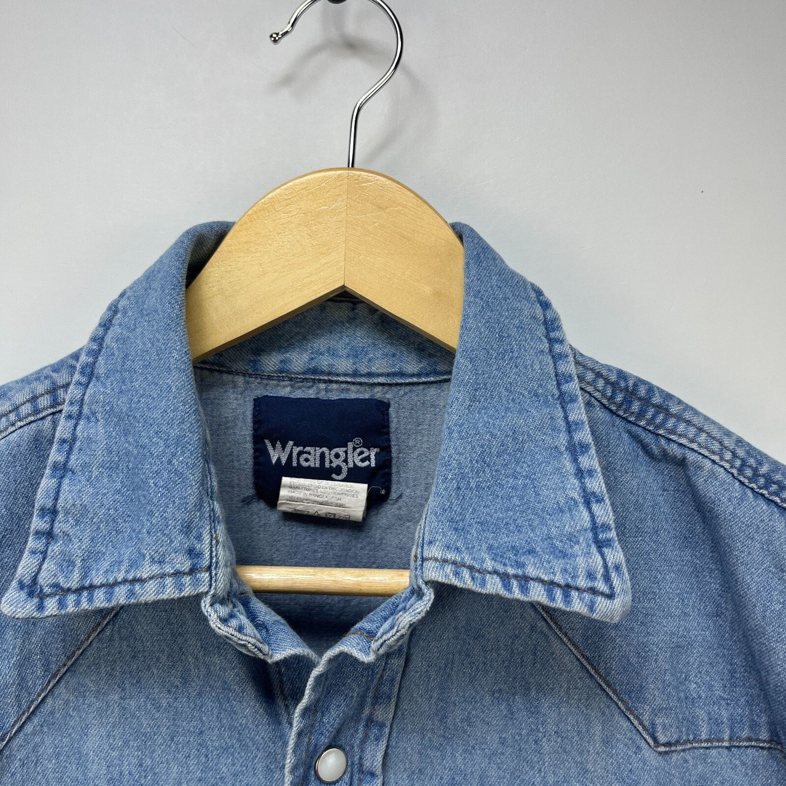 Vintage × Wrangler Vintage 90s Wrangler Pearl Snap Button Long Denim Large Size US L / EU 52-54 / 3 - 4 Thumbnail