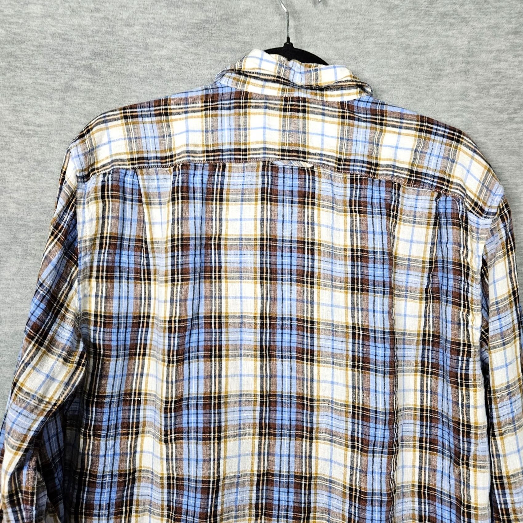 Vince Vince Shirt Button-Up Long Sleeve Plaid Multicolor Linen 100% Size L Mens Regular Modern Colorful Dress Casual Size US L / EU 52-54 / 3 - 6 Thumbnail