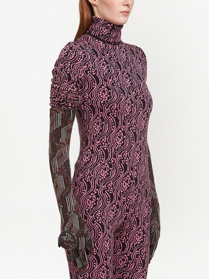 Prada Prada Super Fine Wool Jacquard Gloves Size ONE SIZE - 3 Thumbnail