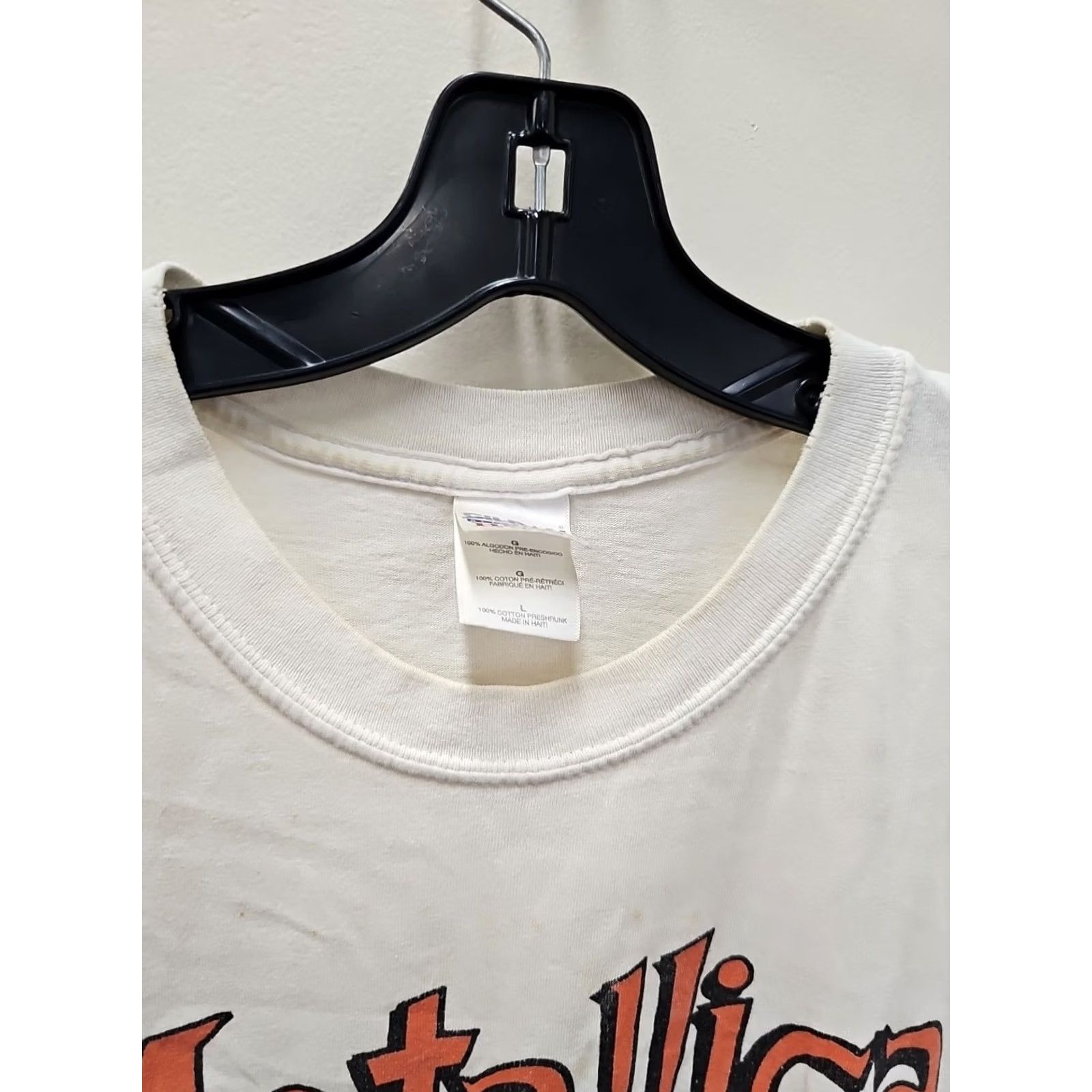 Gildan Metallica T-Shirt - MetClub 2003 - Club 'Em All - Large Mens Short Sleeve White Cotton Logo Thrashed Status: Distressed with Chopped Sleeves Size US L / EU 52-54 / 3 - 3 Thumbnail