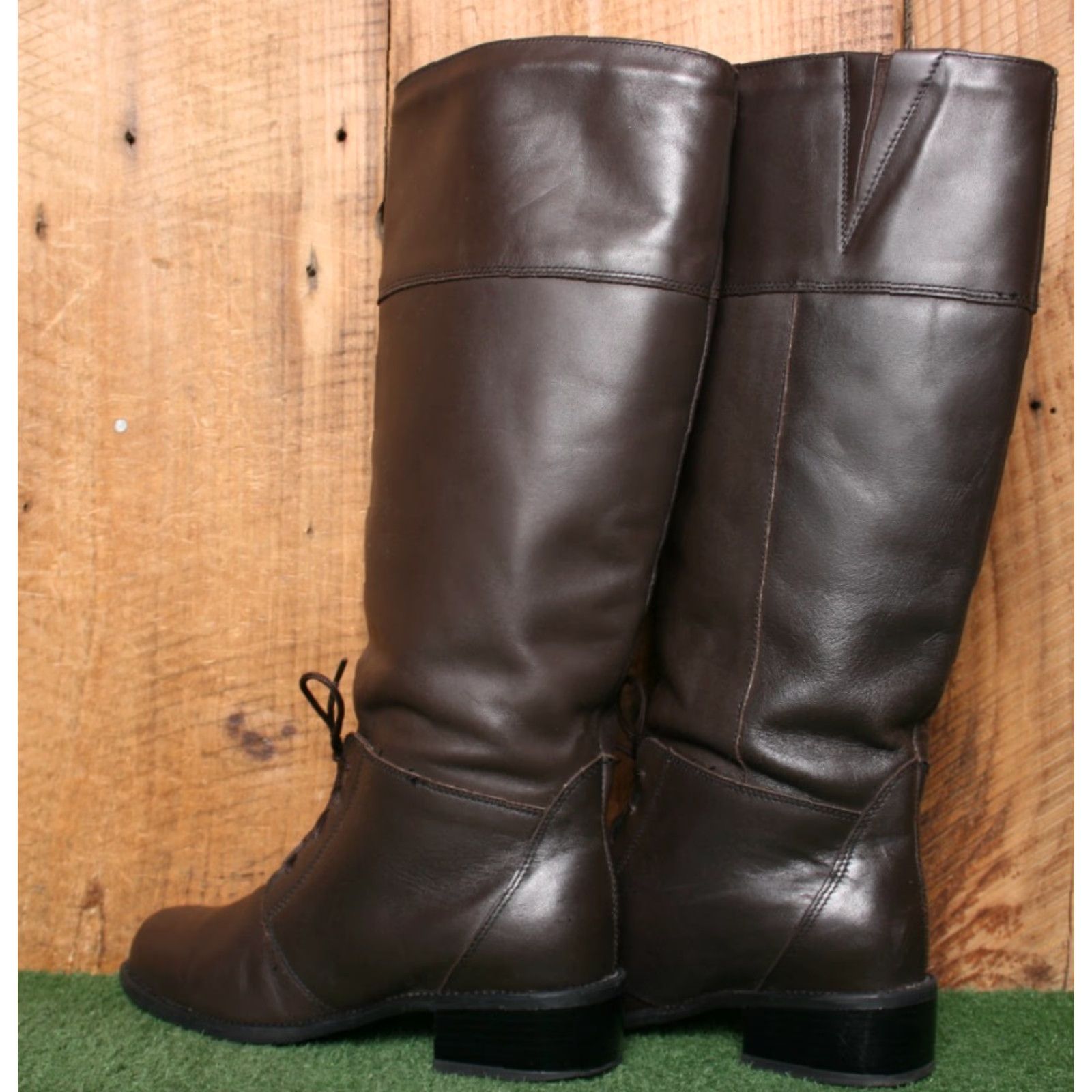 Blondo VINTAGE Blondo Brown Leather 15" Tall Fleece Lined Pull-On Lace Riding Boots Sz. 7.5 B Womens Boot Size M / US 6-8 / IT 42-44 - 3 Thumbnail