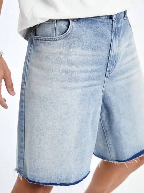 Jean Distressed Washed Y2k Shorts Jorts Denim Size US 31 - 2 Thumbnail