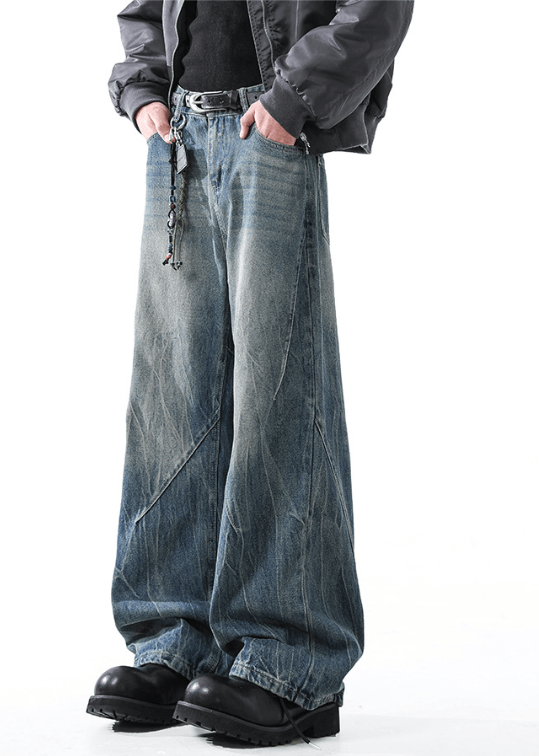 Vintage American street retro washed men's cleanfit wide-leg jeans Size US 32 / EU 48 - 3 Thumbnail