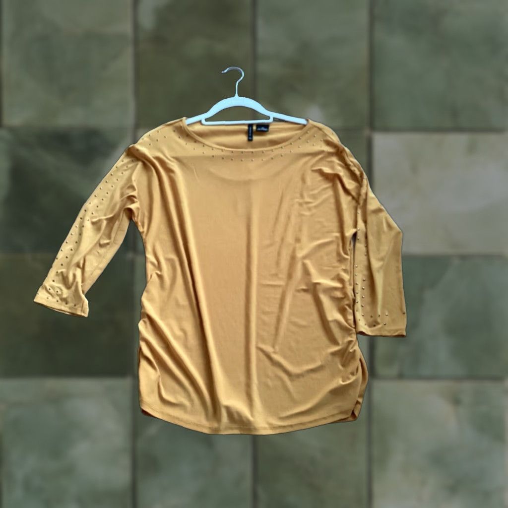 Vintage New Directions Women Top Yellow Gold 3/4 Sleeves Size M / US 6-8 / IT 42-44 - 1 Thumbnail