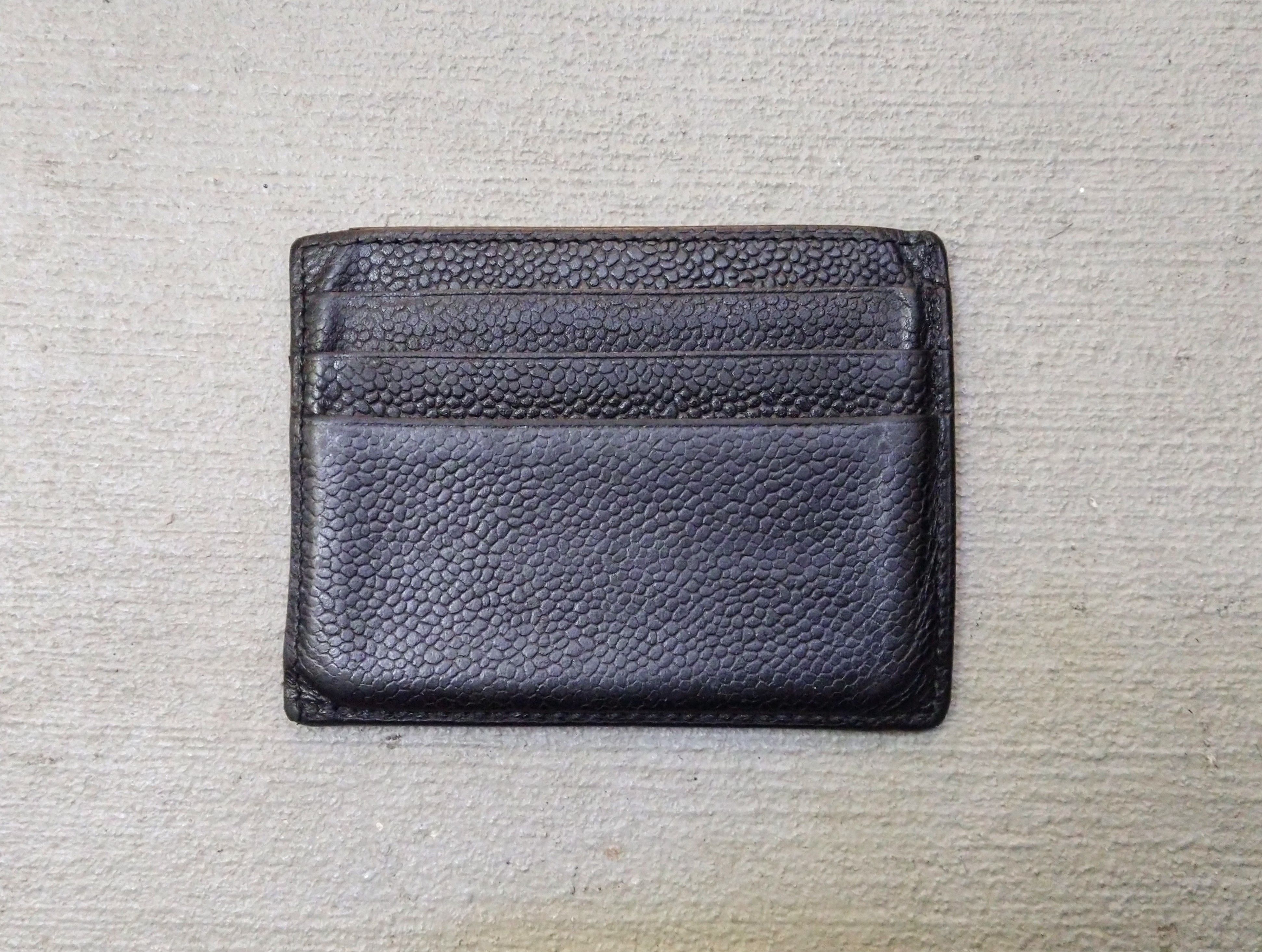 Thom Browne Thom Browne Cardholder Wallet Black Leather Pebbled Slim Size ONE SIZE - 6 Thumbnail