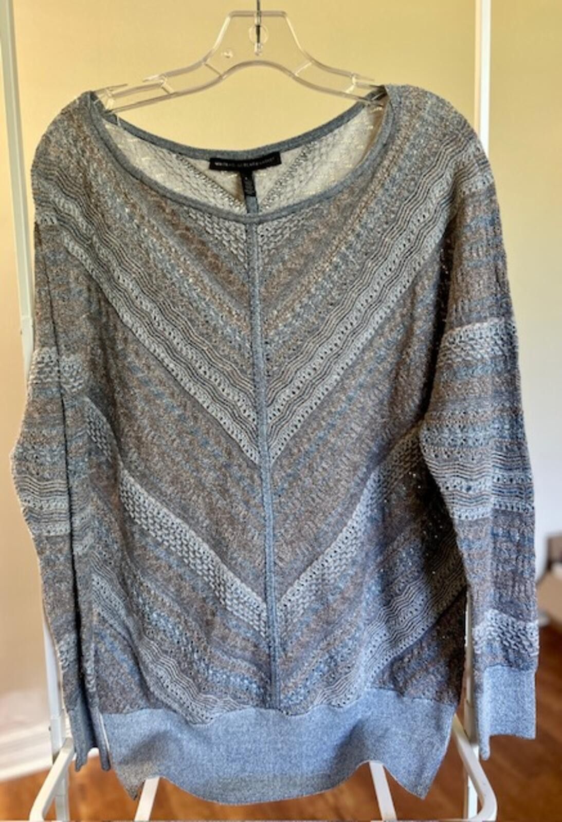 Other White House Black Market Gray Knit Sweater, Size L Size L / US 10 / IT 46 - 1 Thumbnail