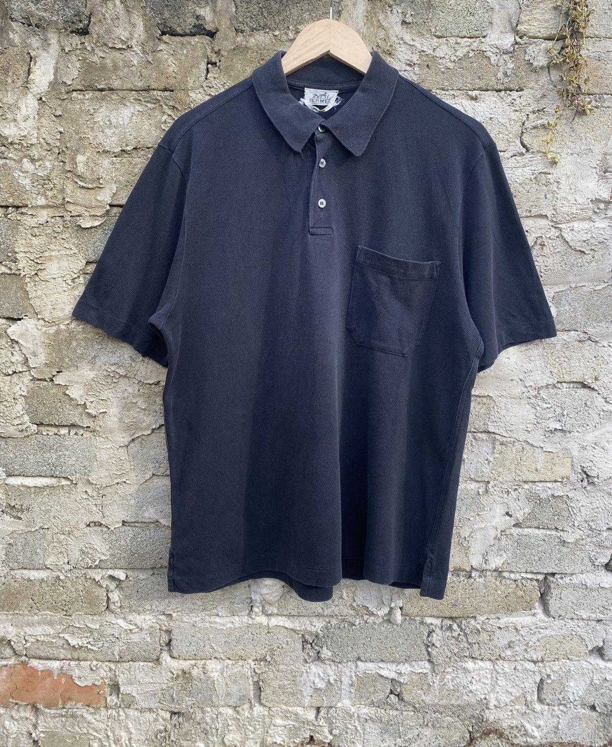 Hermes Vintage Hermes Pocket Logo Polo Tee Size US XL / EU 56 / 4 - 1 Thumbnail