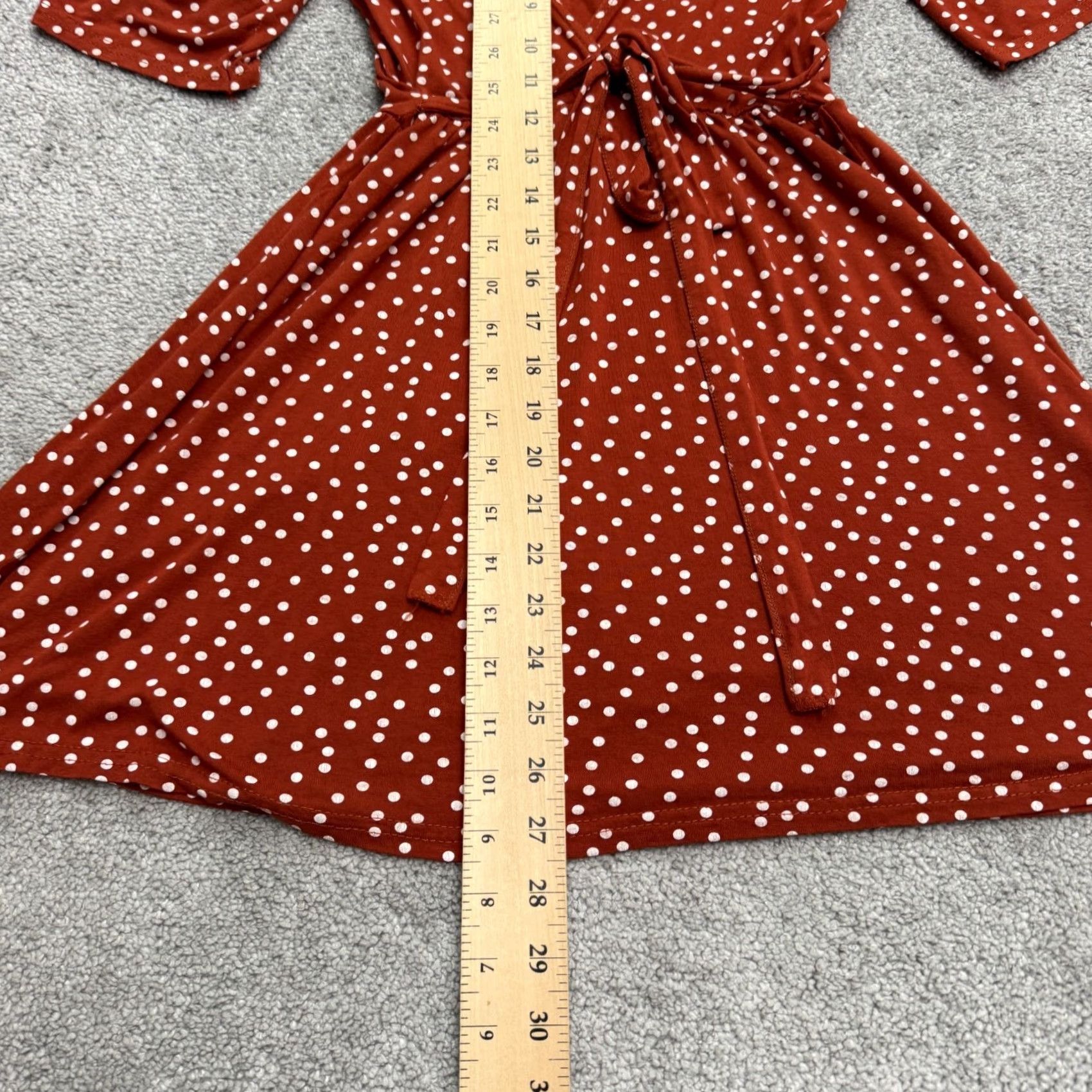 PrettyLittleThing PrettyLittleThing Polka Dot A-Line Dress Womens 4 Orange Short Sleeve Stretch Dress Size 27" / US 4 / IT 40 - 6 Thumbnail